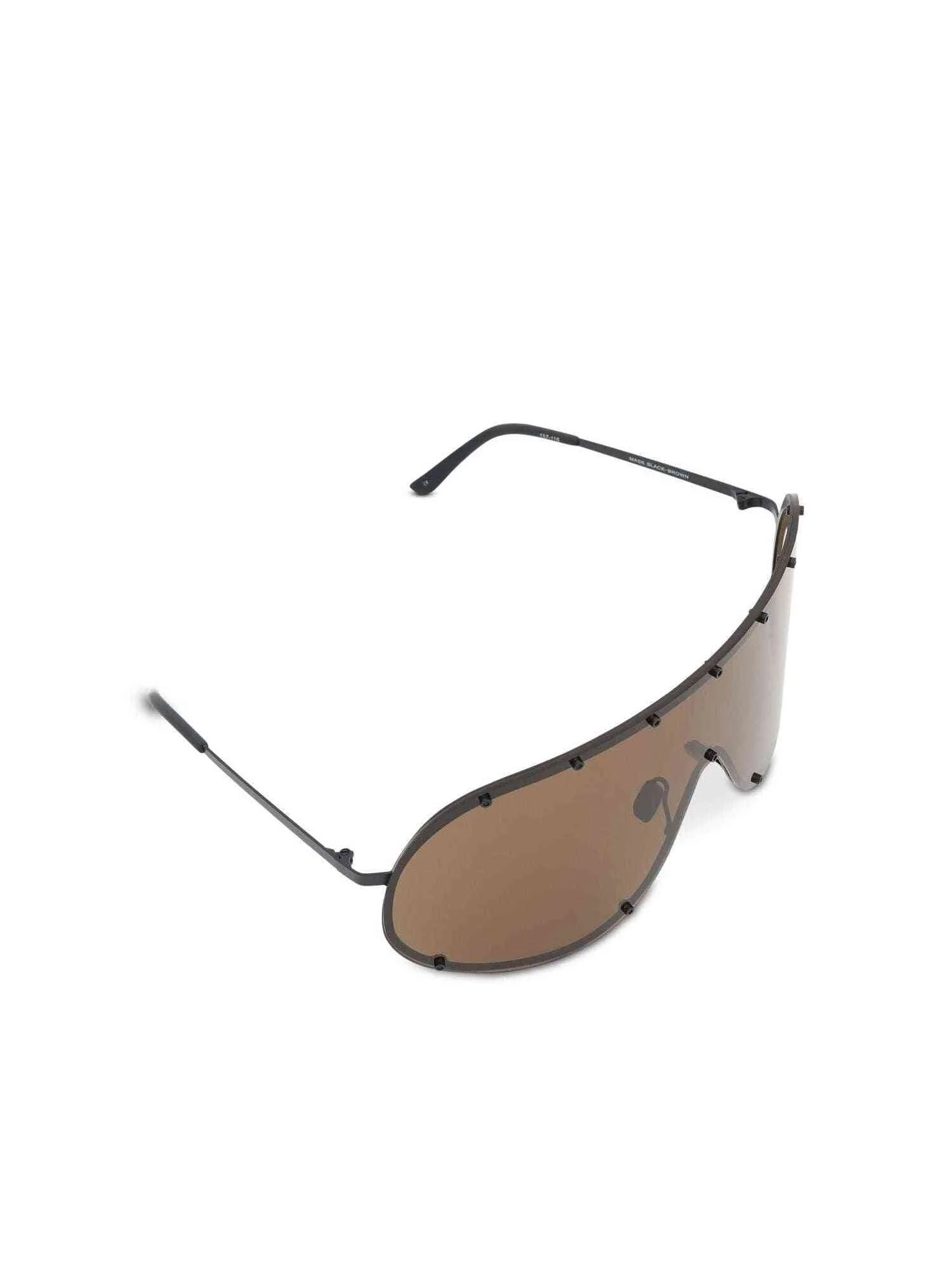 Oversized Shield Sunglasses in Brown - Image 5