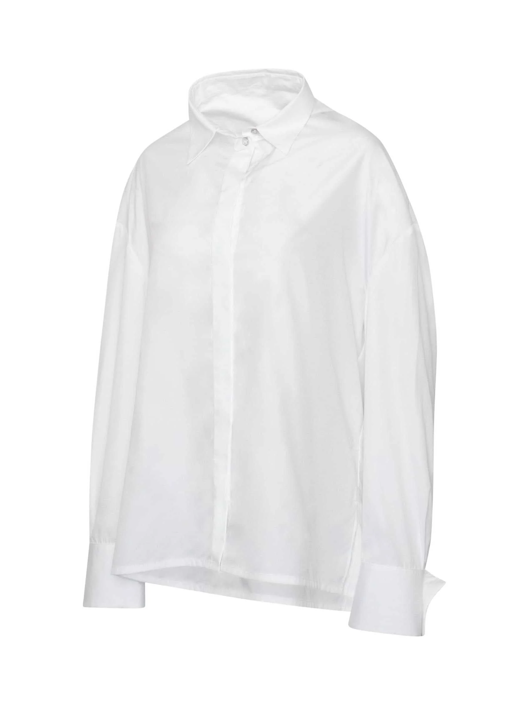 Oversized Shirt With Drapped Collar in White - Image 2