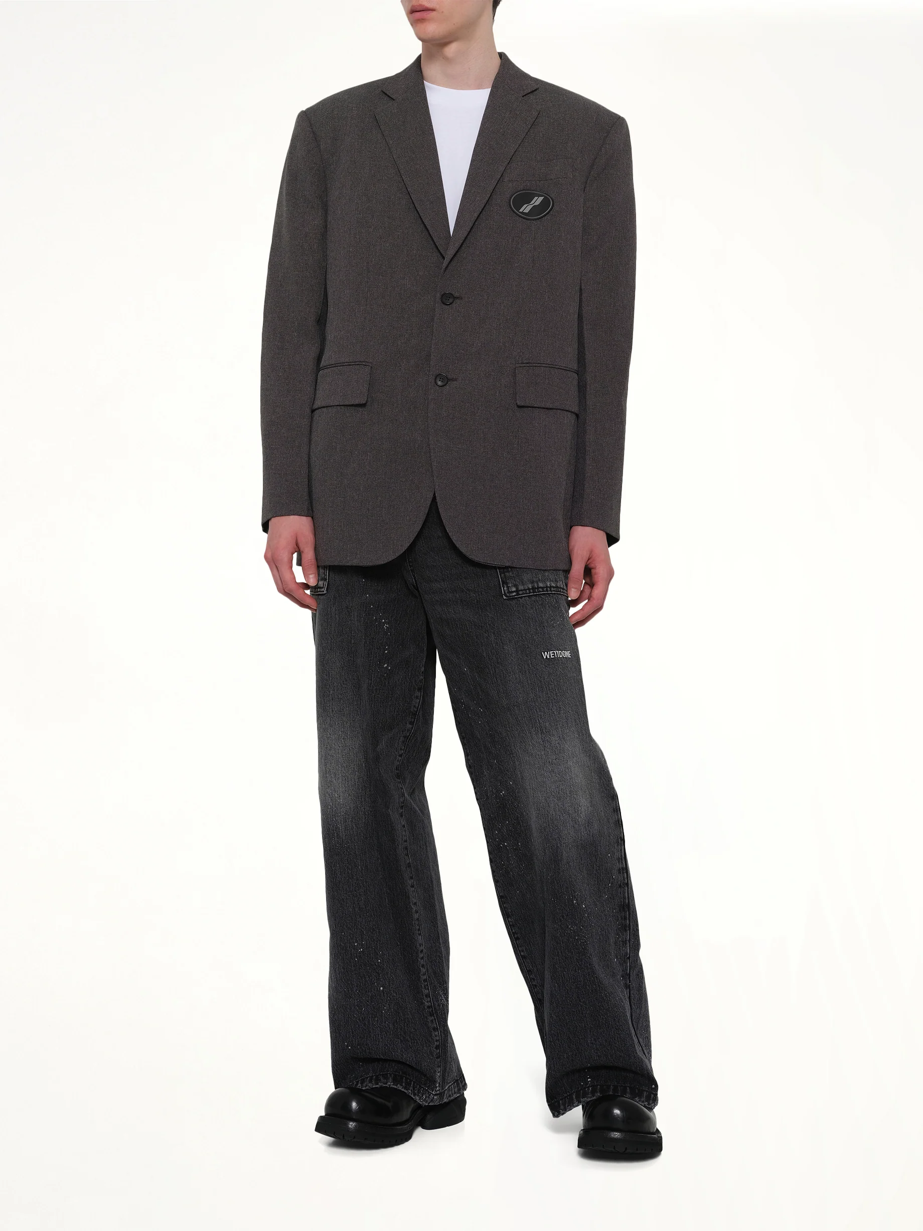 Oversized Suit Logo Blazer in Charcoal - Image 4