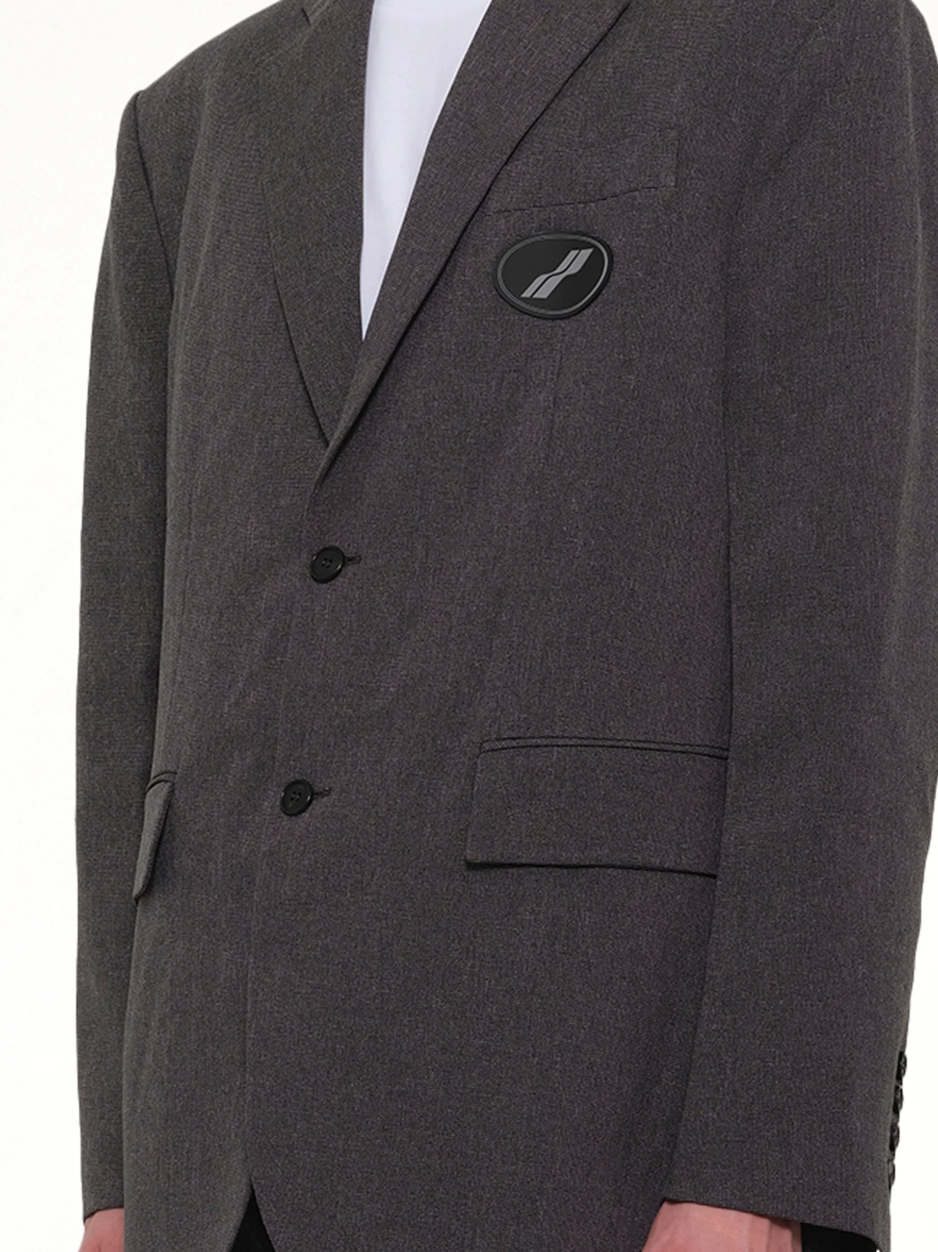 Oversized Suit Logo Blazer in Charcoal - Image 6