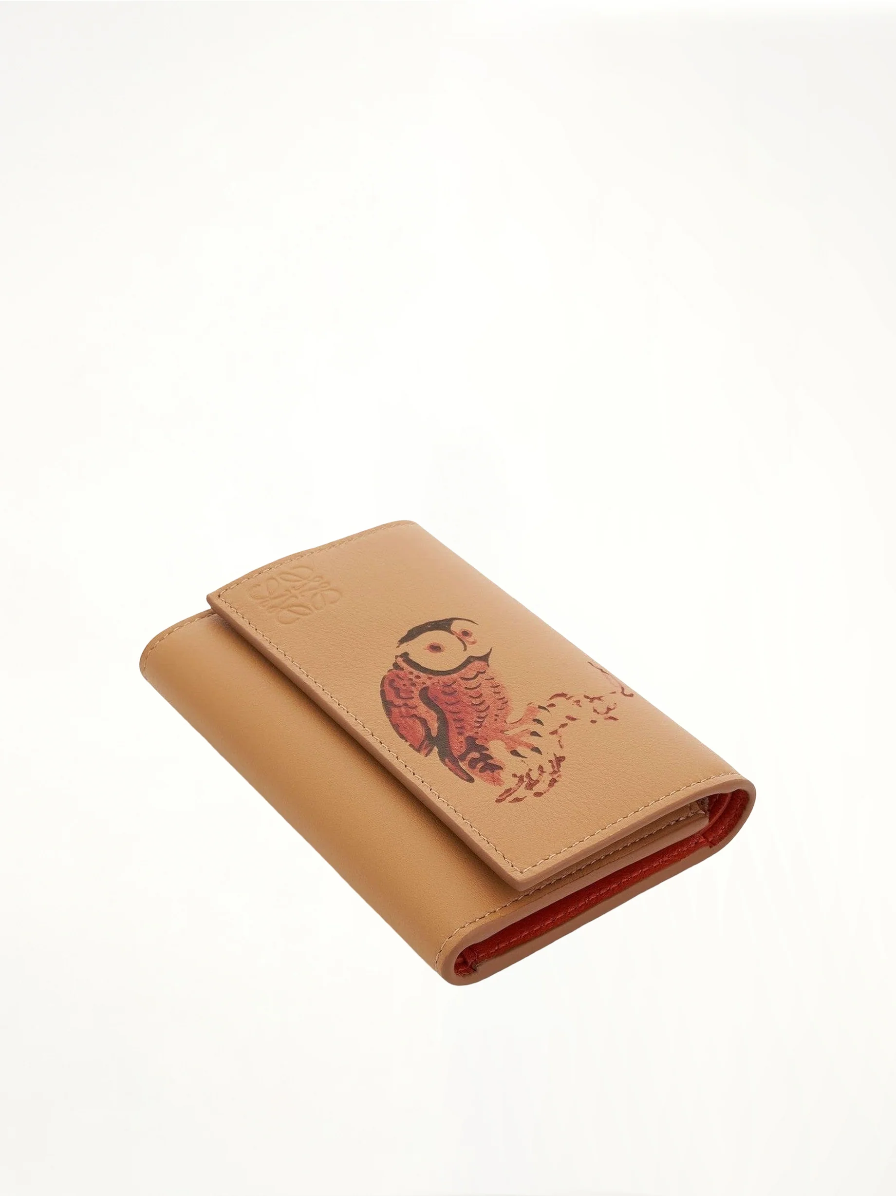 Owl Small Vertical Wallet in Classic Calfskin in Dune - Image 4