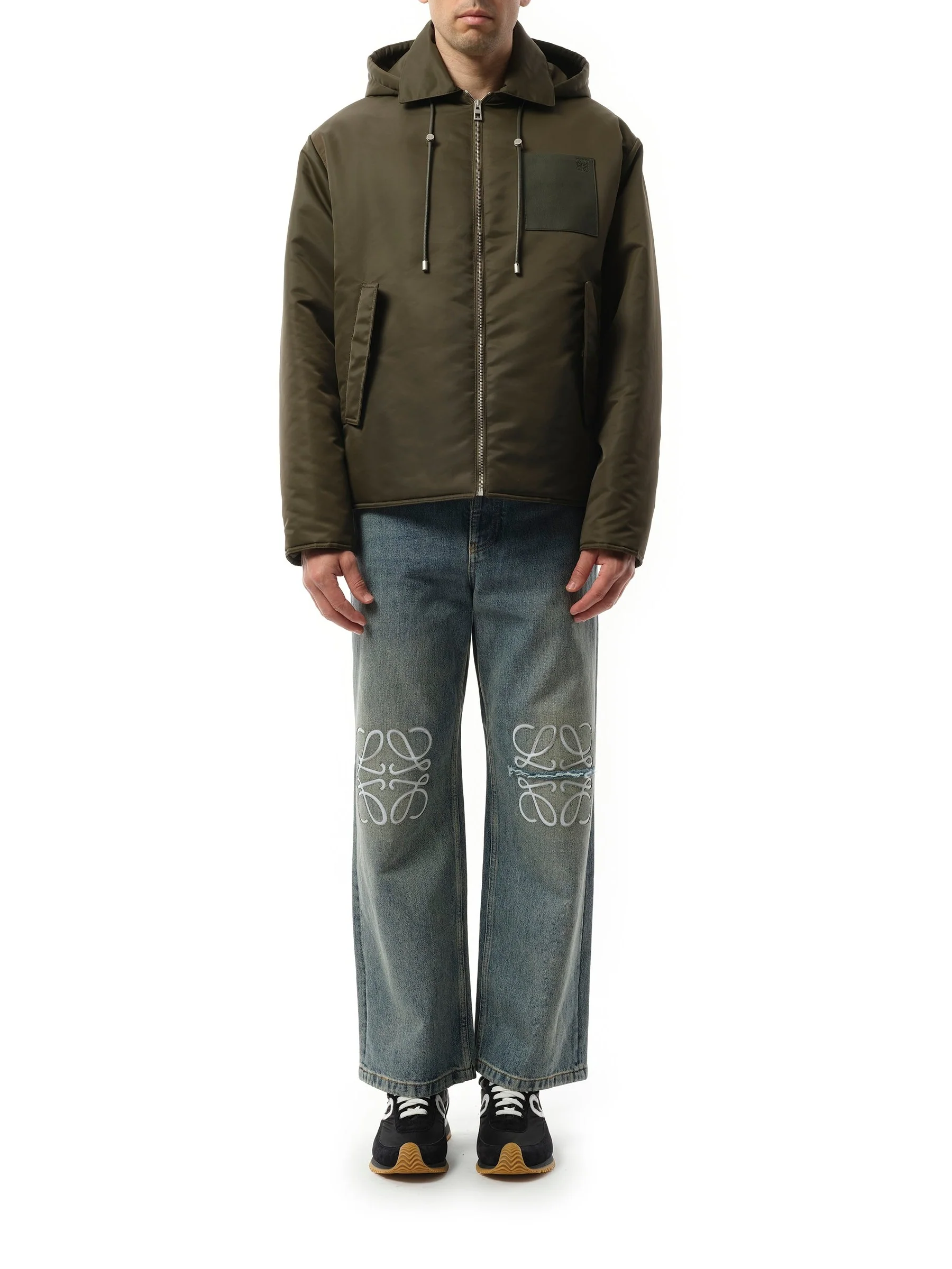 Padded Hood Jacket in Khaki Green - Image 4