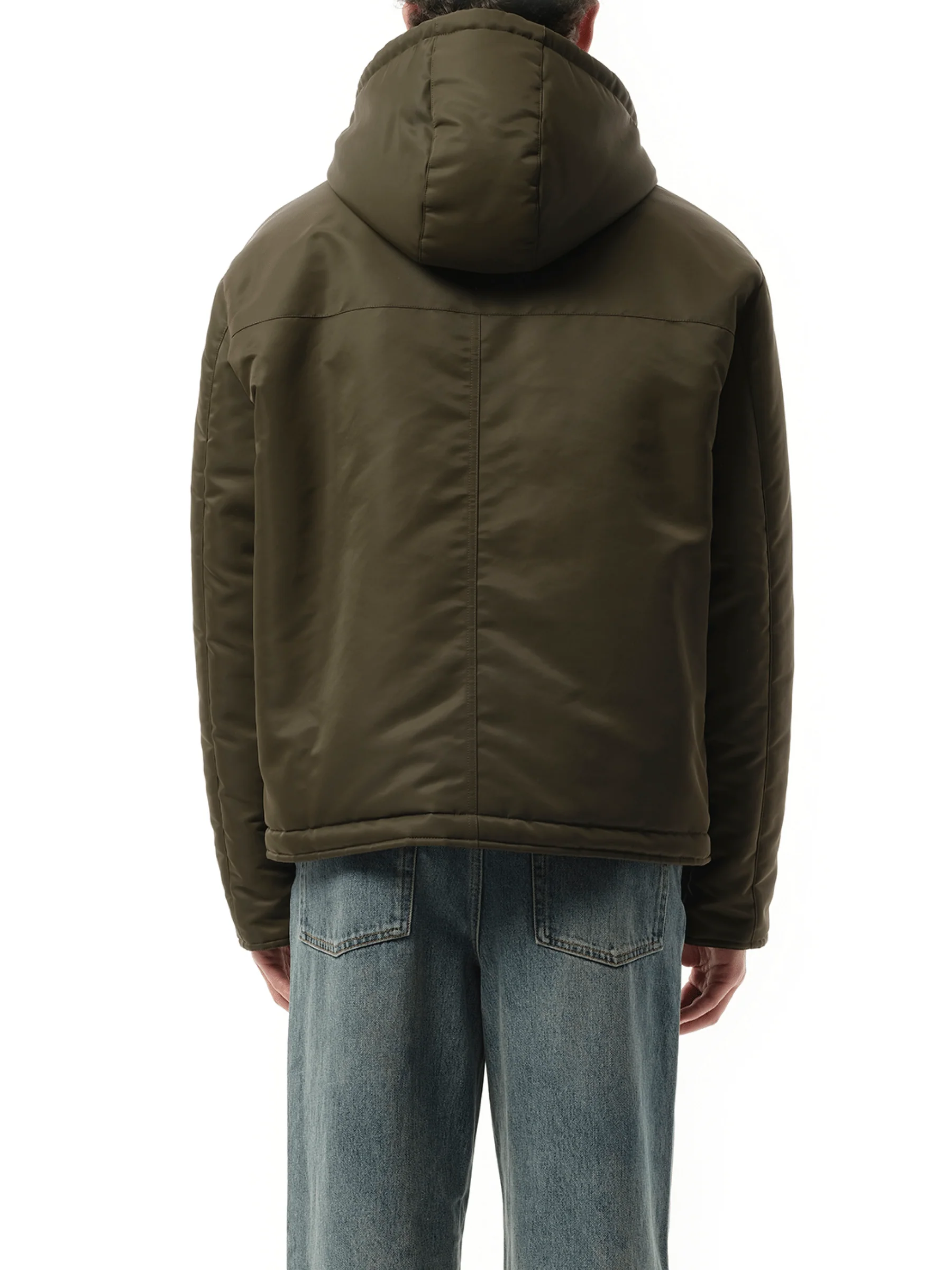 Padded Hood Jacket in Khaki Green - Image 6