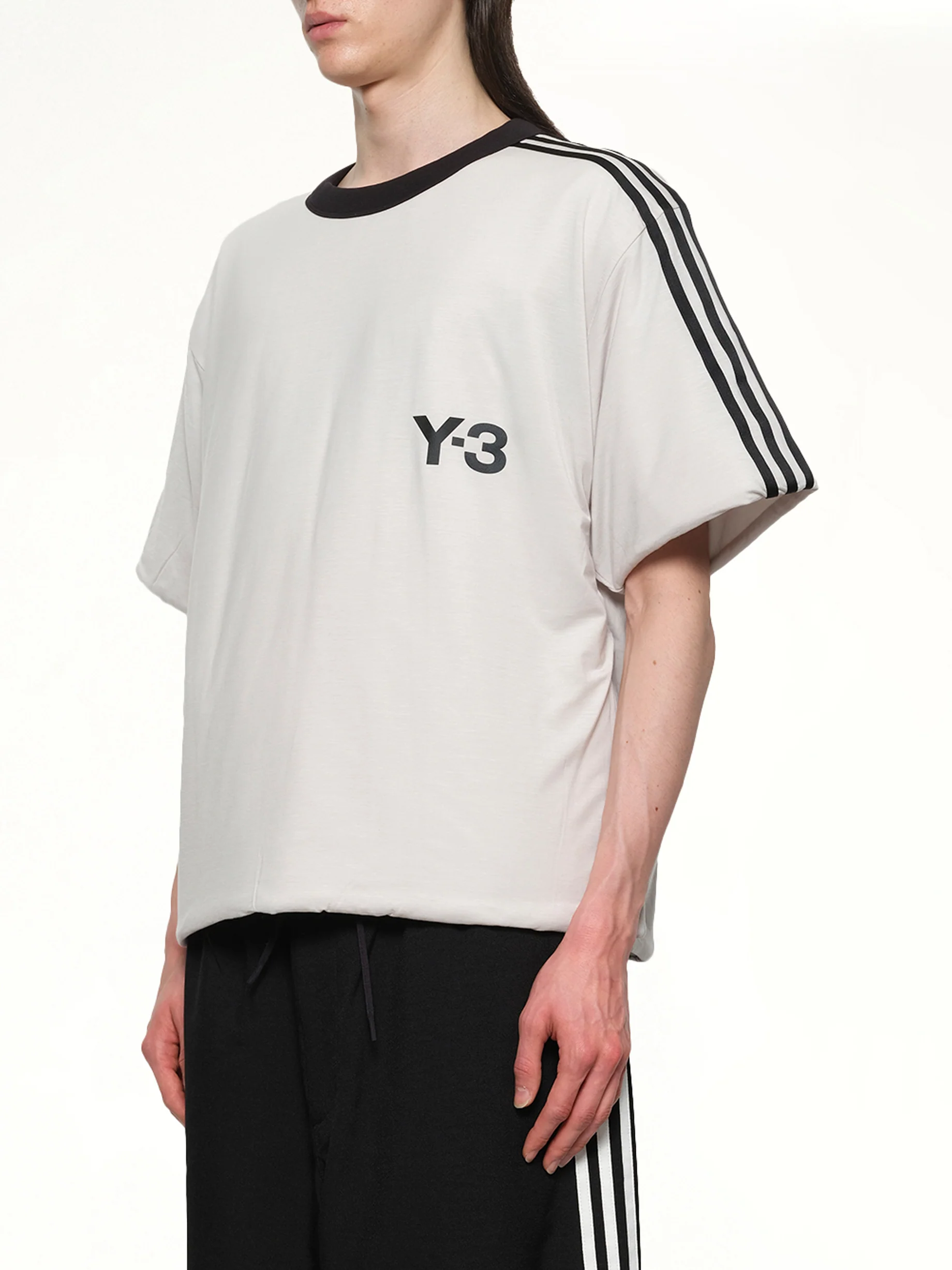 Padded Short Sleeve T-Shirt 3-Stripes in Grey - Image 3