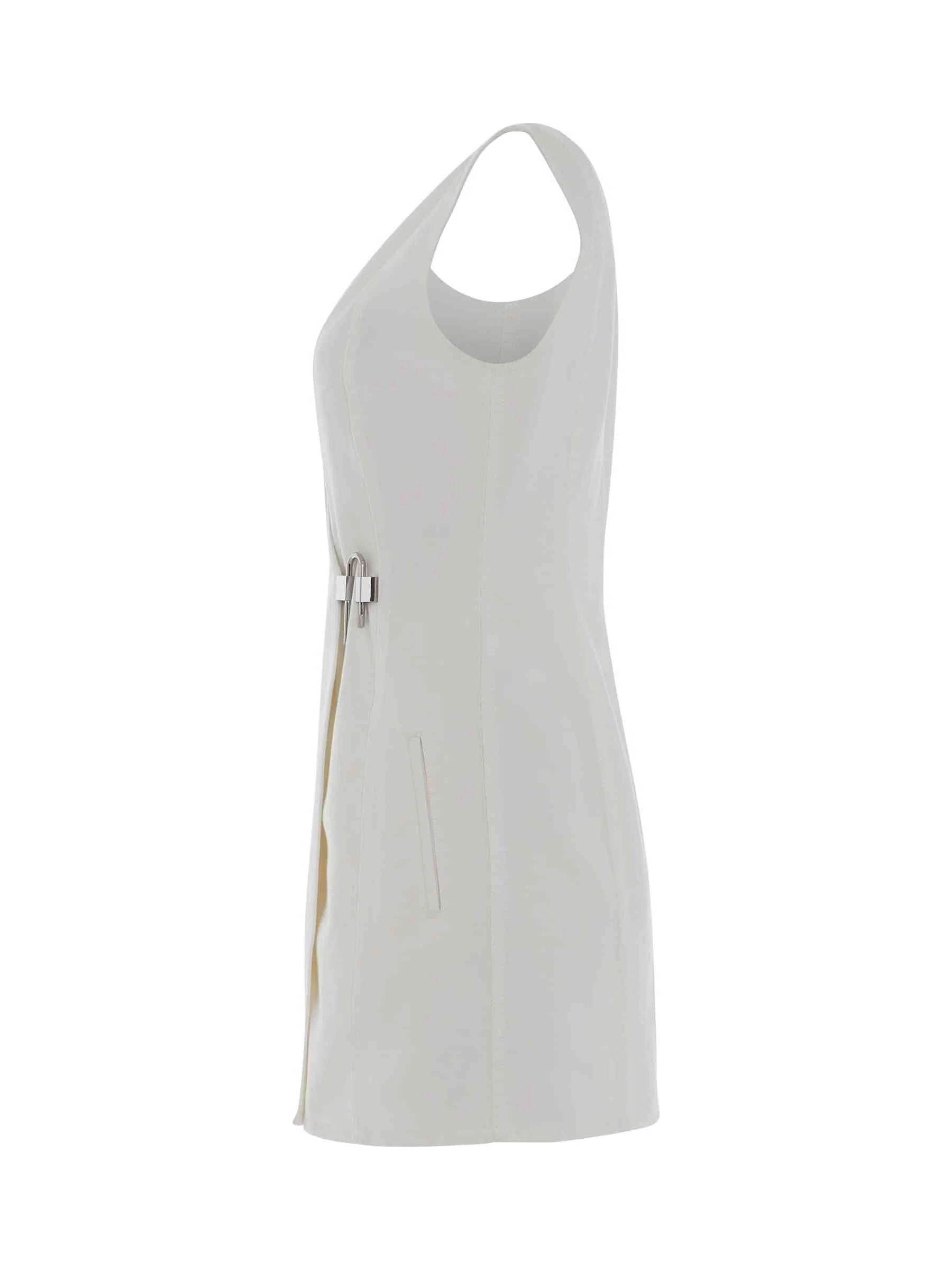 Padlock Denim Dress in White - Image 3