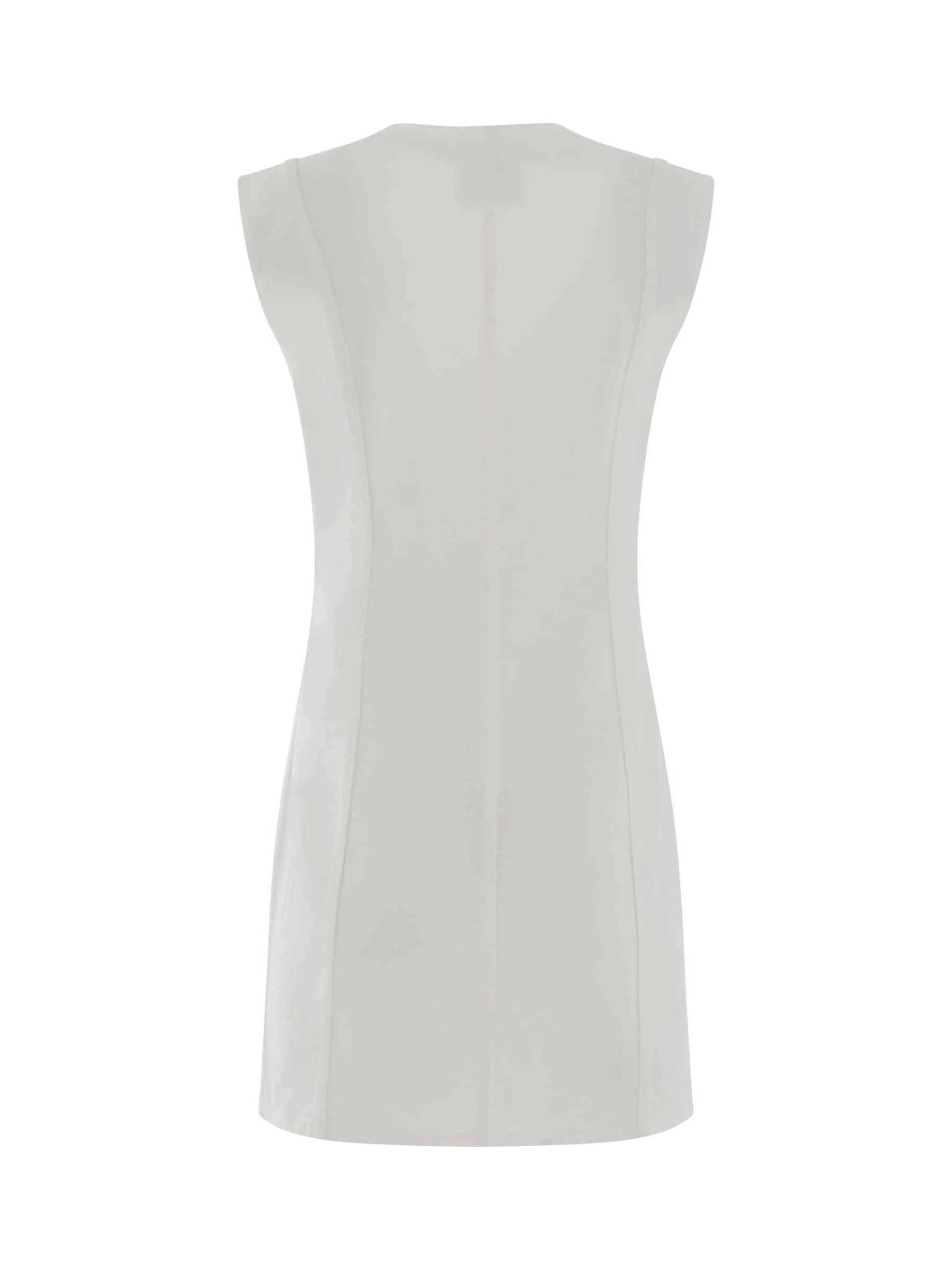 Padlock Denim Dress in White - Image 4