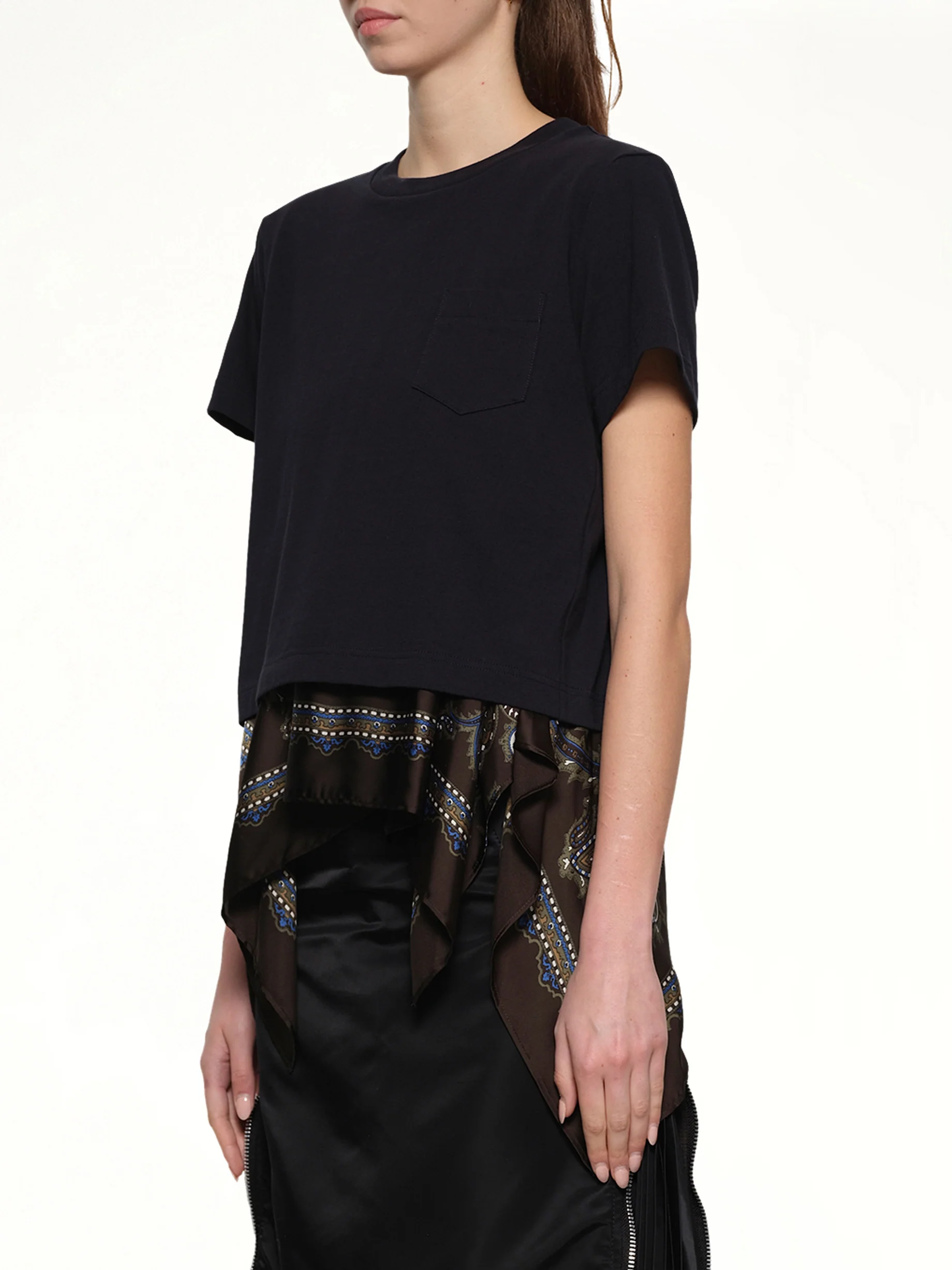 Paisley Print x Cotton Jersey T-Shirt in Navy/Khaki - Image 3