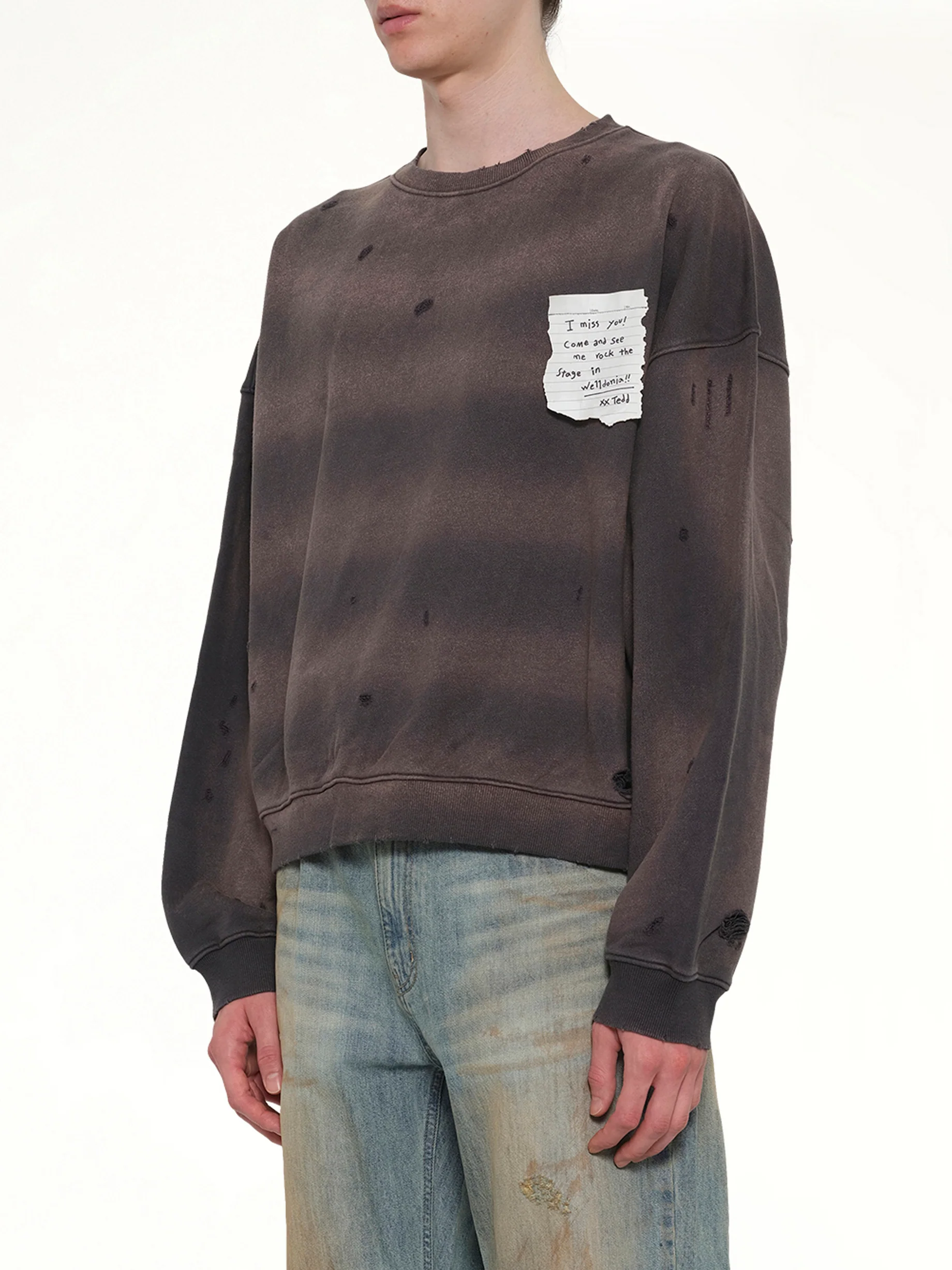 Paper Note Grunge Sweatshirt in Charcoal - Image 3