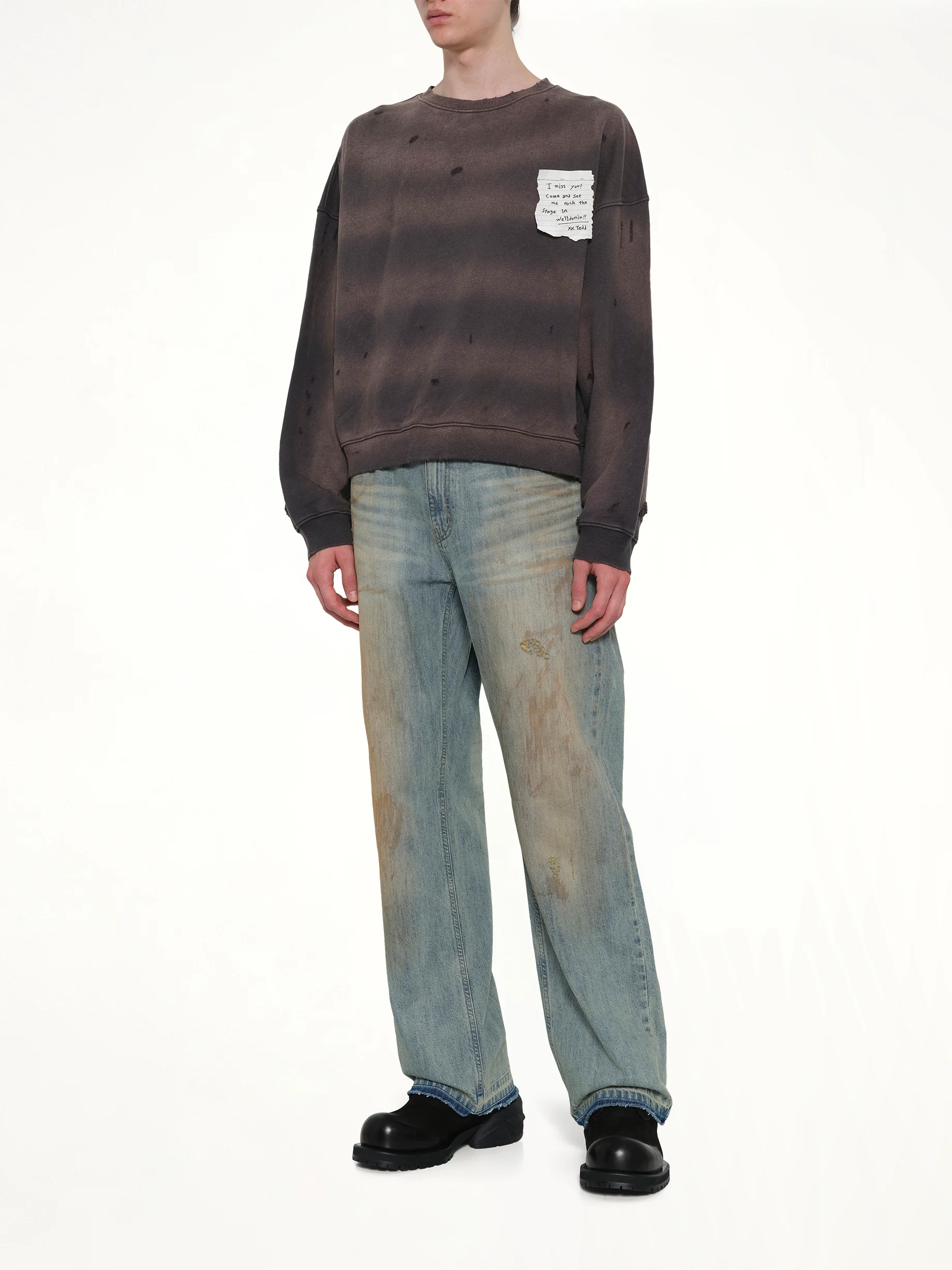 Paper Note Grunge Sweatshirt in Charcoal - Image 4