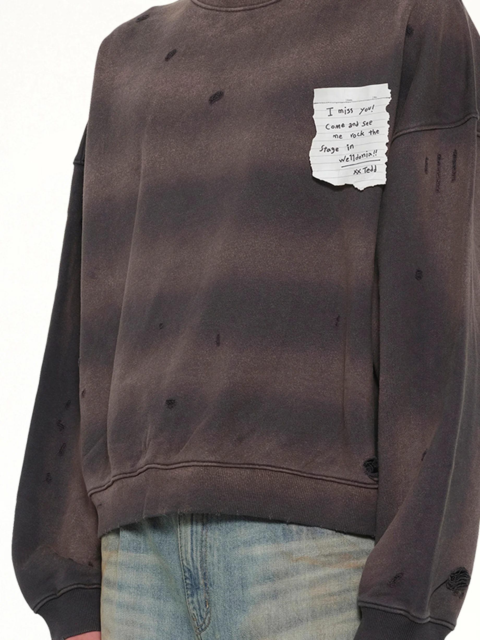 Paper Note Grunge Sweatshirt in Charcoal - Image 6