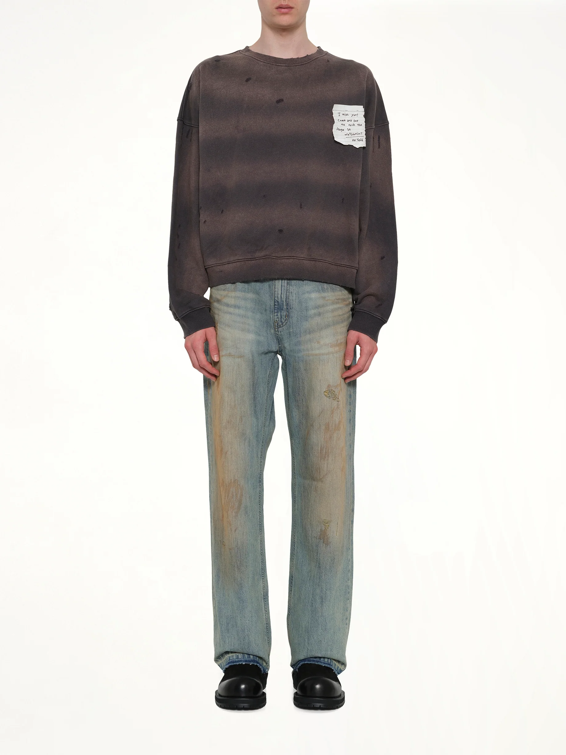 Paper Note Grunge Sweatshirt in Charcoal - Image 7