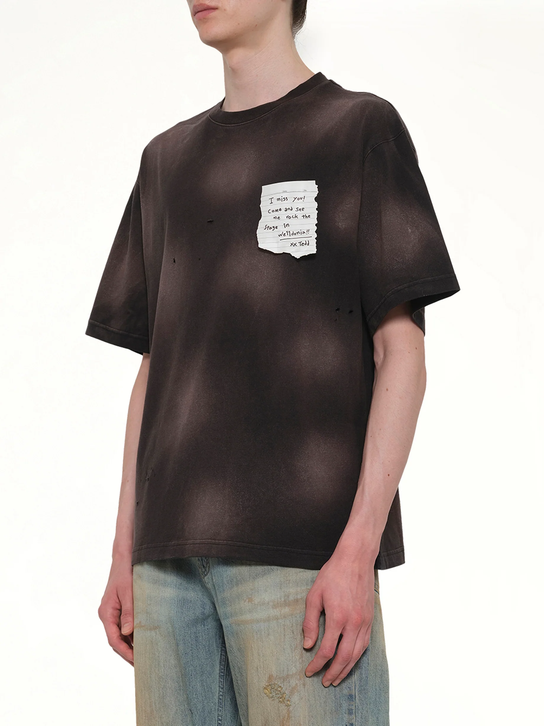 Paper Note Grunge T-Shirt in Black - Image 3