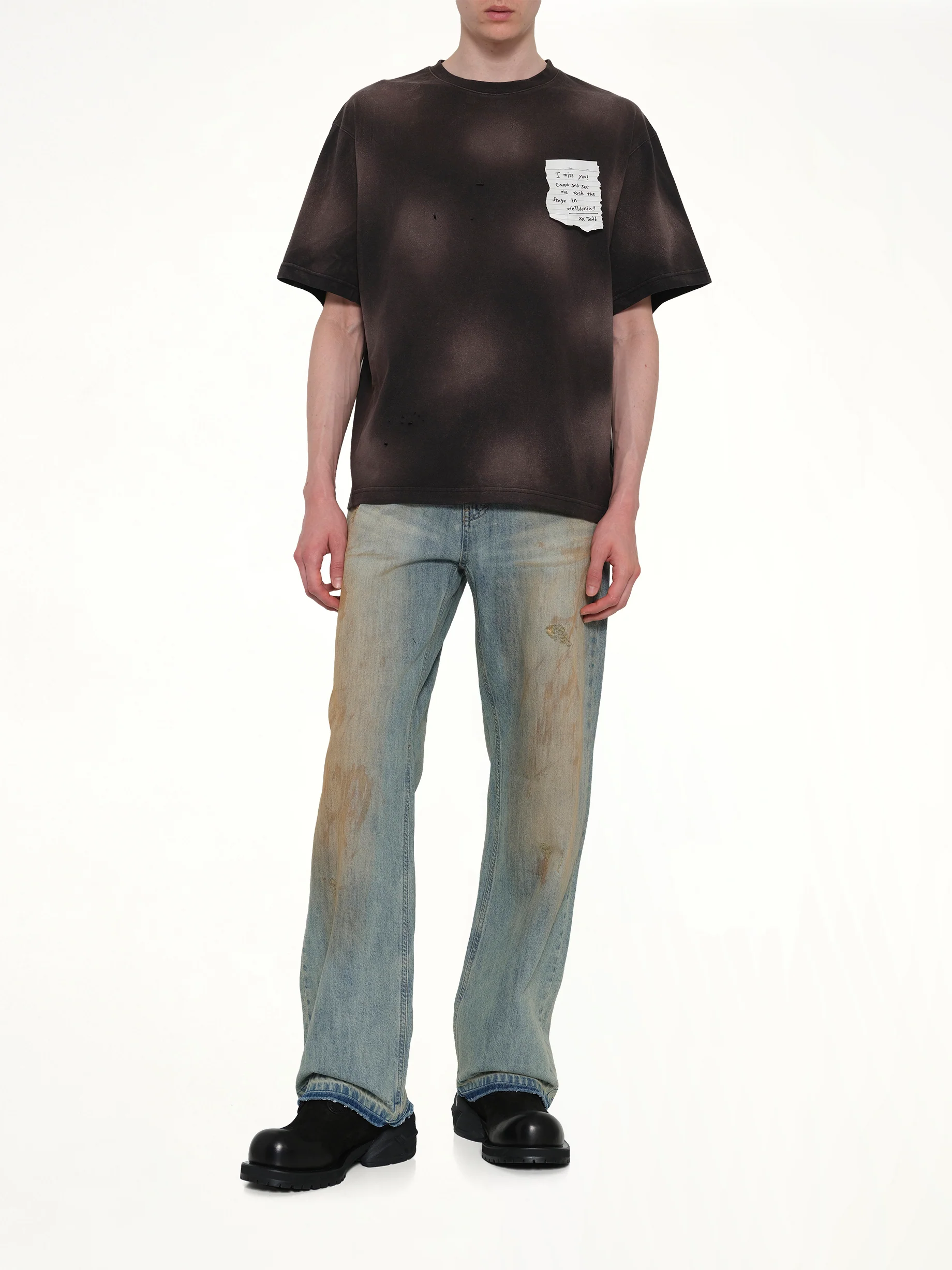 Paper Note Grunge T-Shirt in Black - Image 4