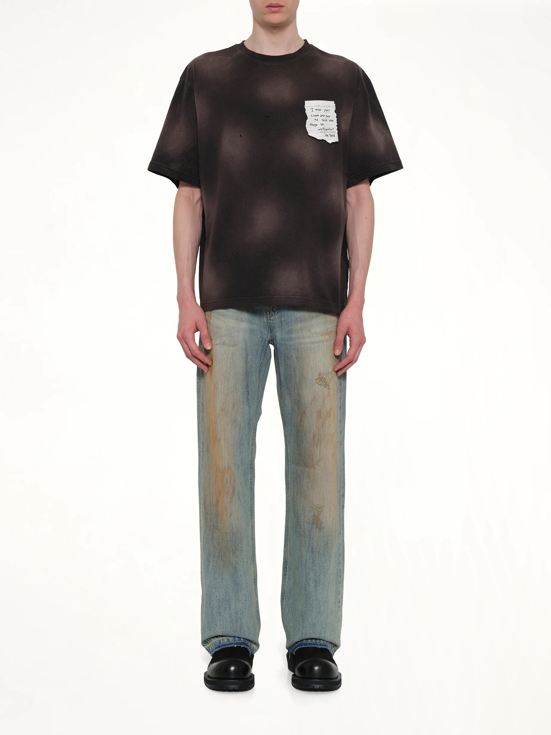 Paper Note Grunge T-Shirt in Black - Image 7