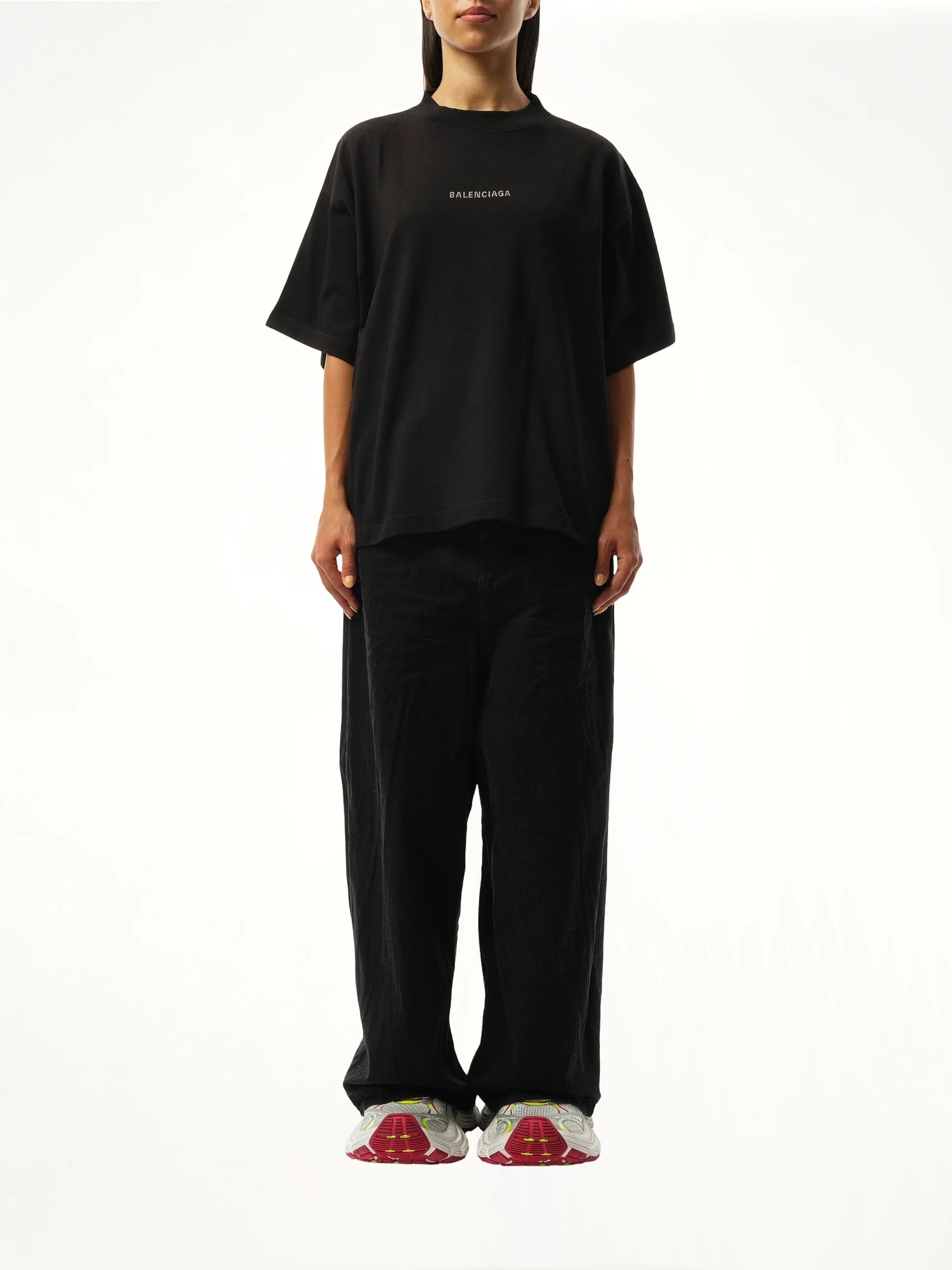 Paris Strass Cropped T-Shirt in Black - Image 4
