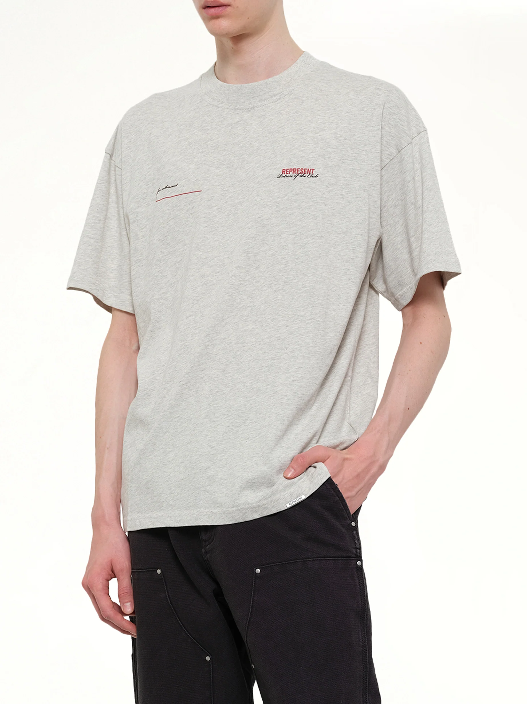 Patron of The Club T-Shirt in Cream Marl - Image 6