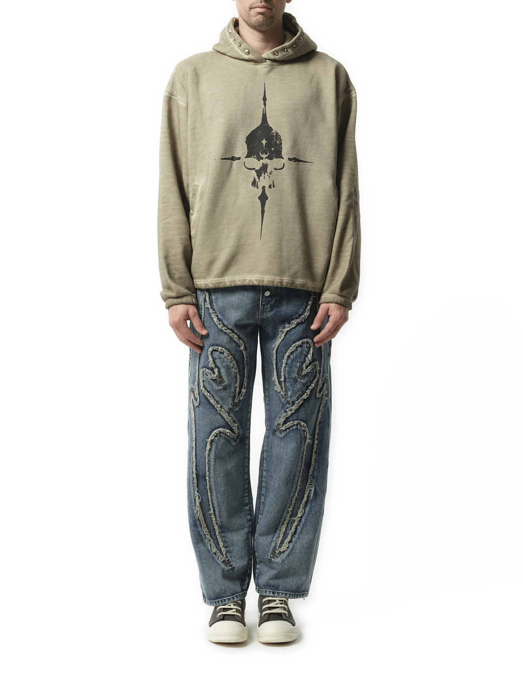 Peace Stud Hoodie in Beige - Image 4