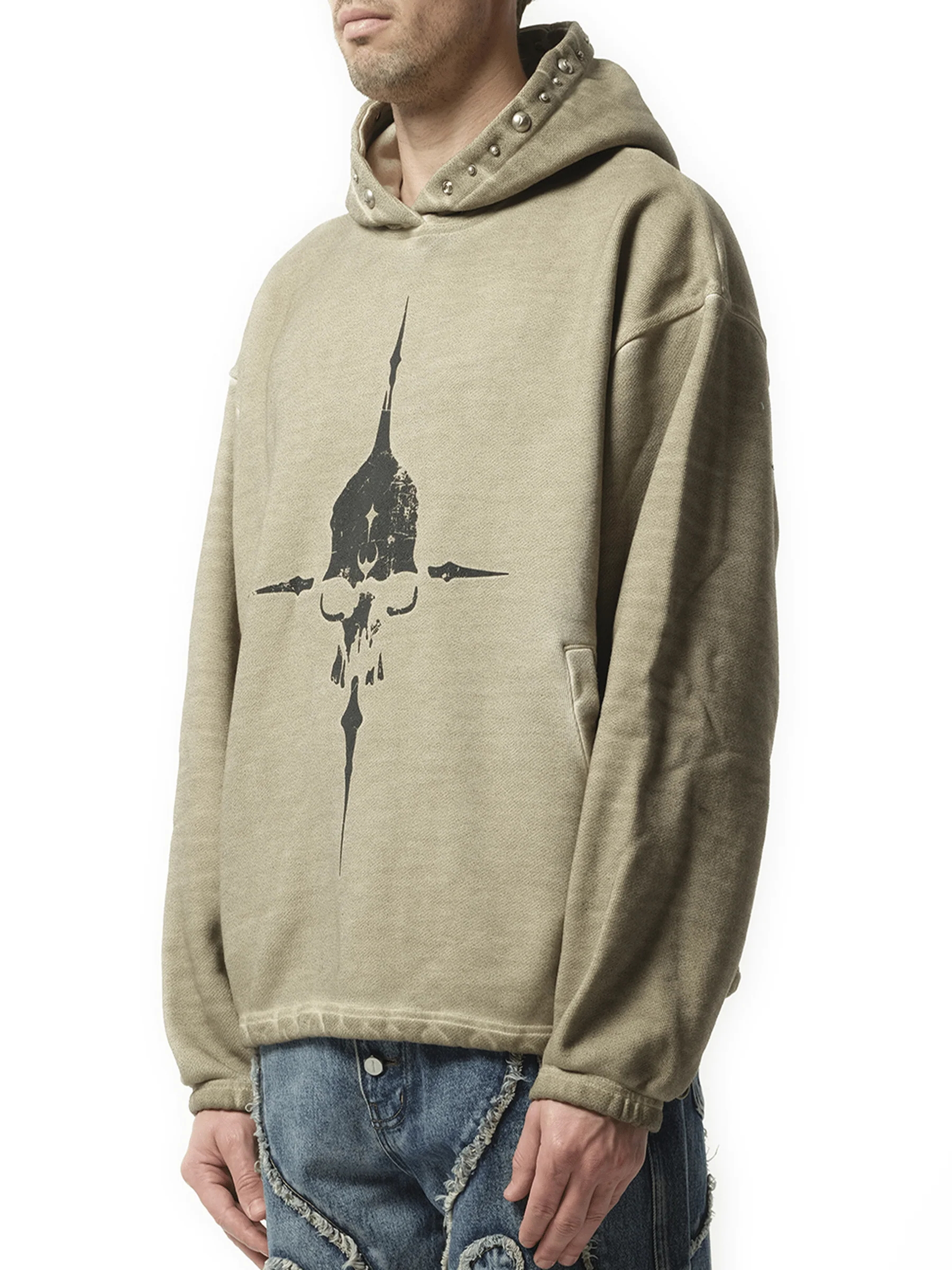 Peace Stud Hoodie in Beige - Image 5