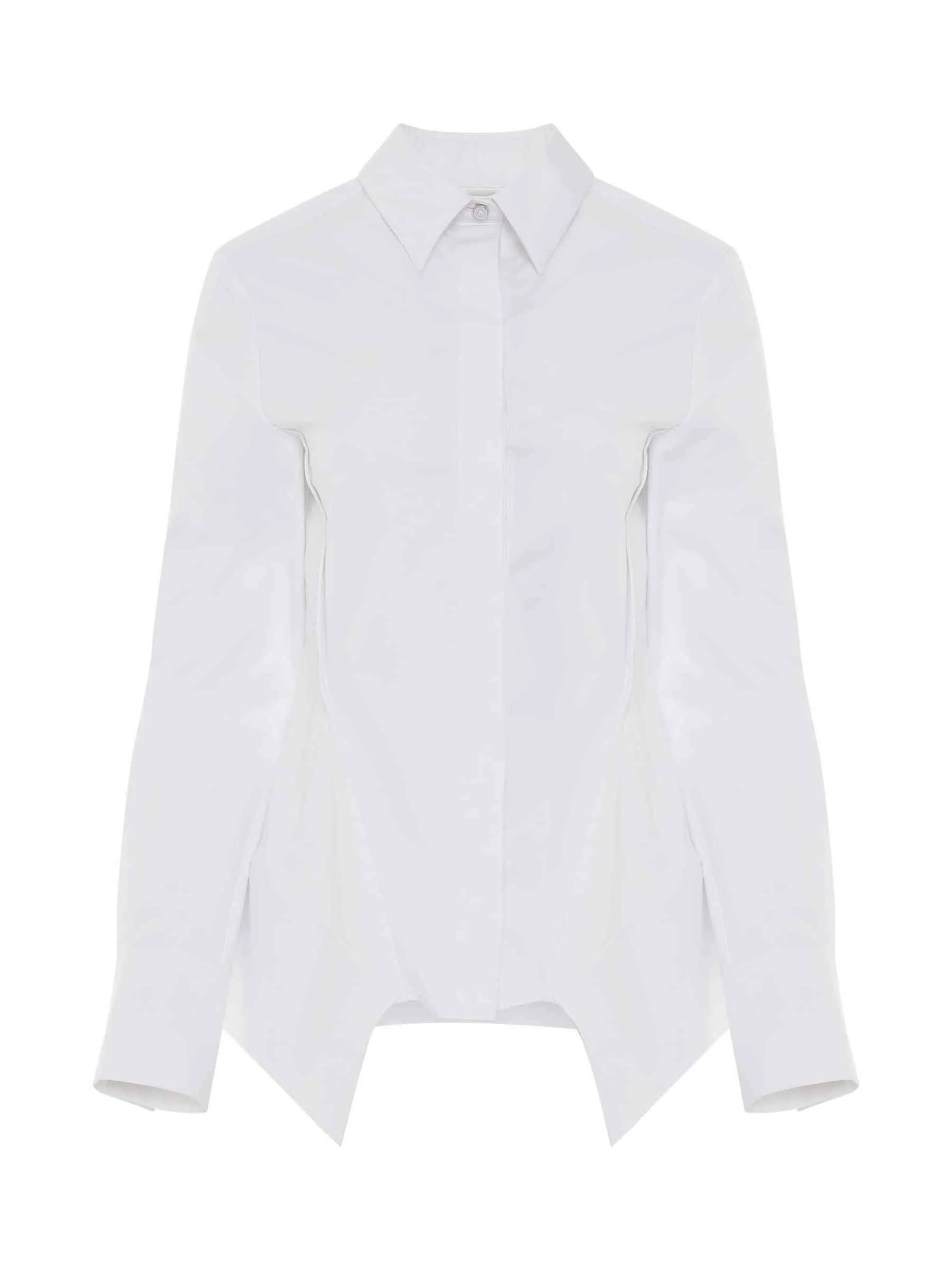 Peplum Long Sleeve Shirt in White