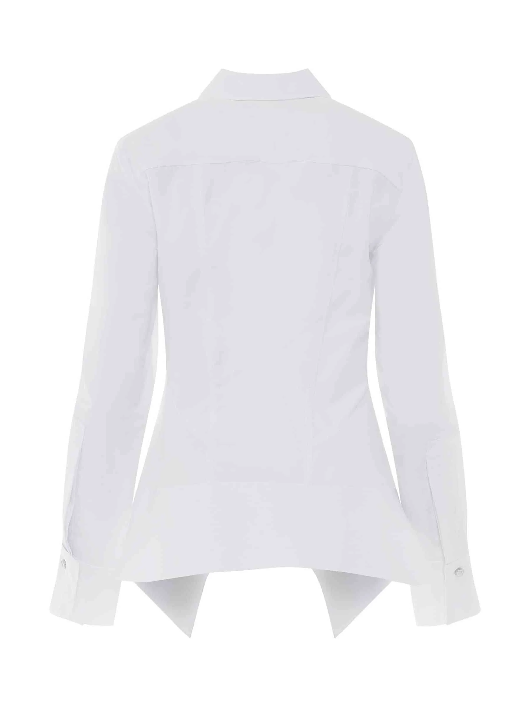 Peplum Long Sleeve Shirt in White - Image 4