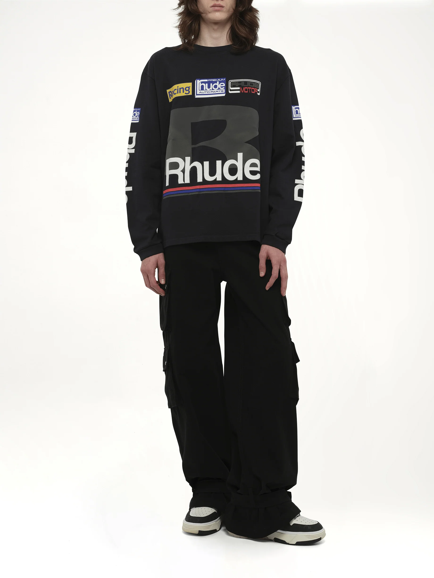 Petrol Patch Long Sleeve T-Shirt in Vintage Black - Image 4