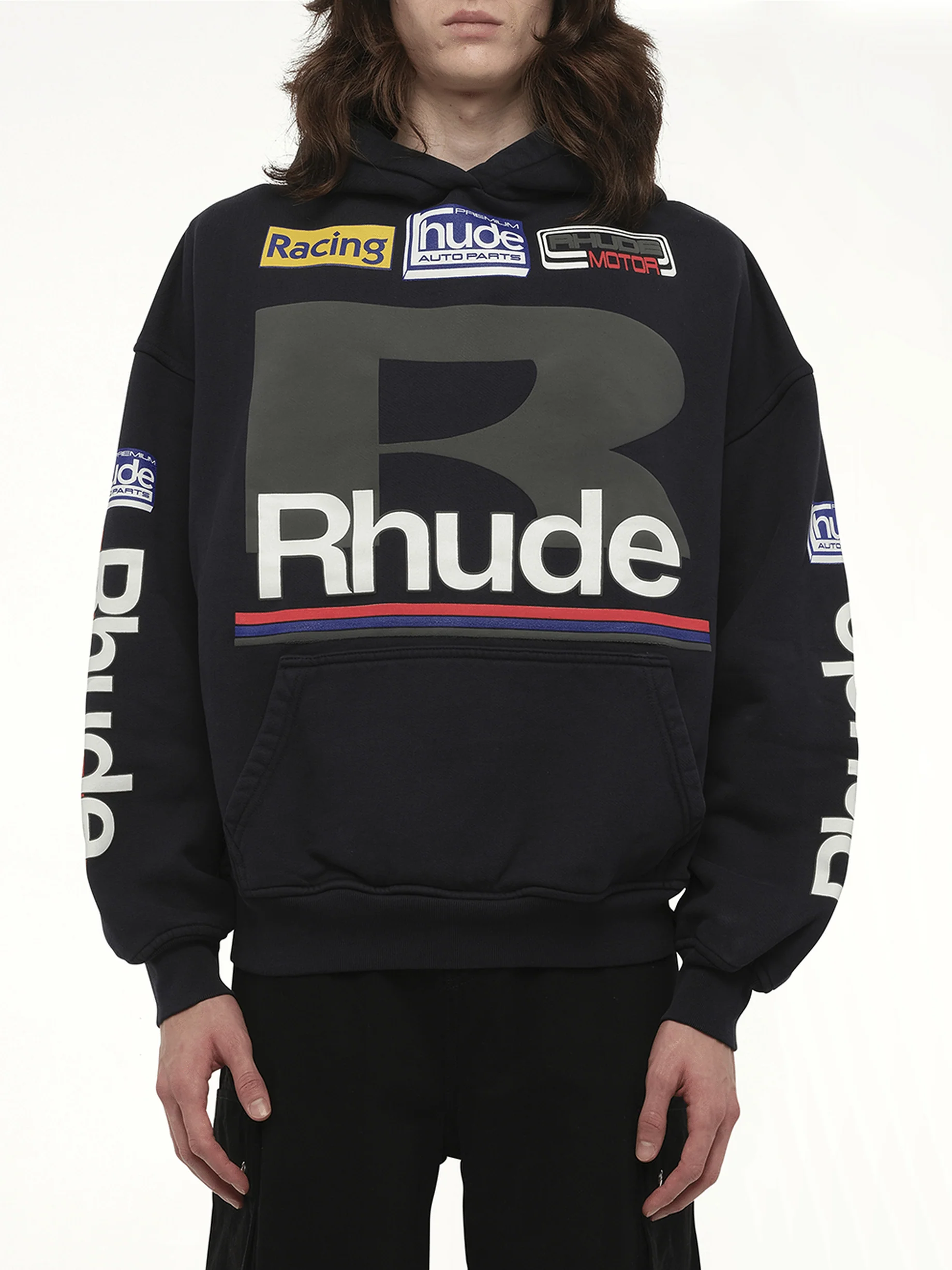 Petrol Patch Hoodie in Vintage Black