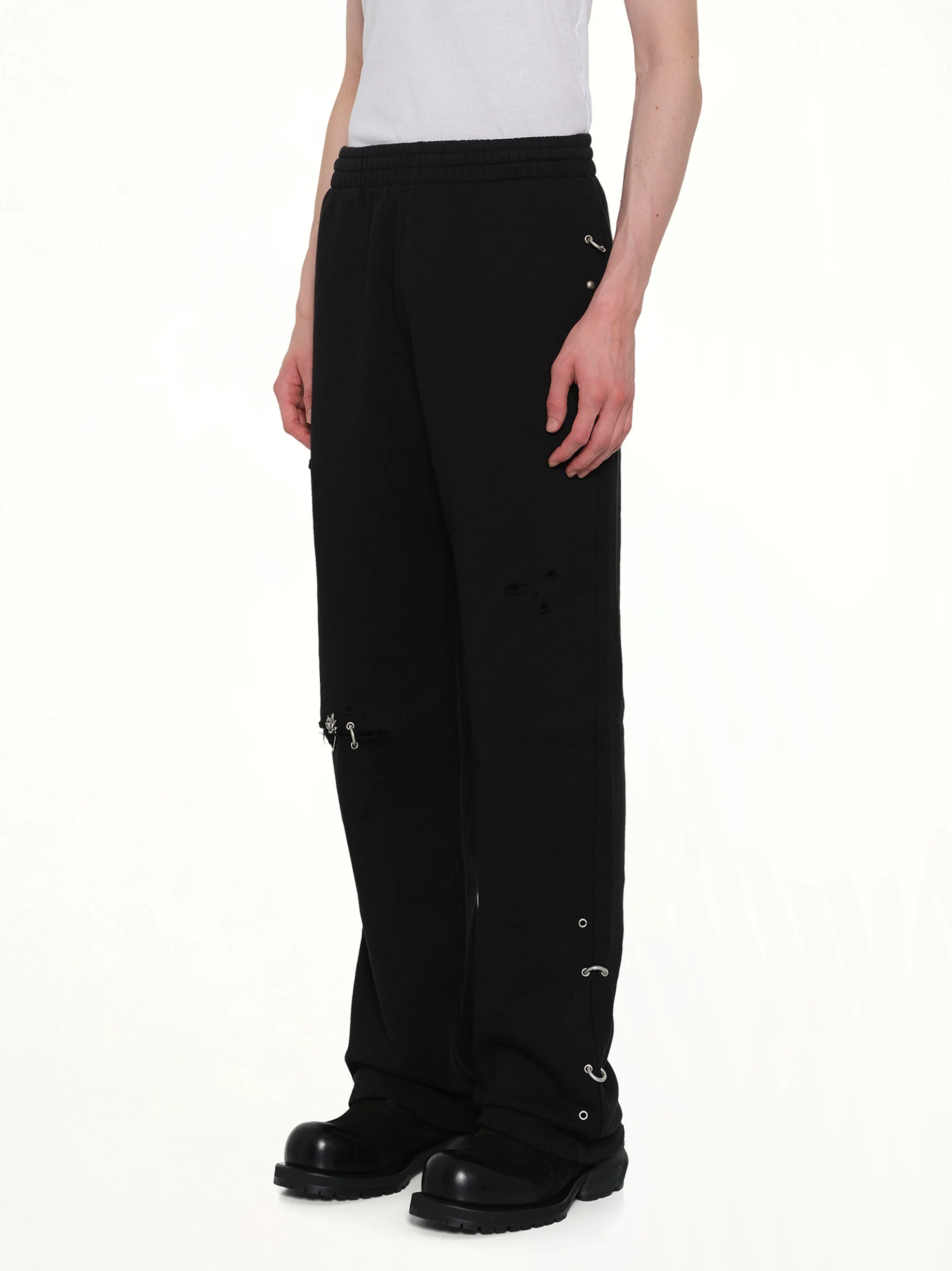 Piercing Detail Sweatpants in Black - Image 3