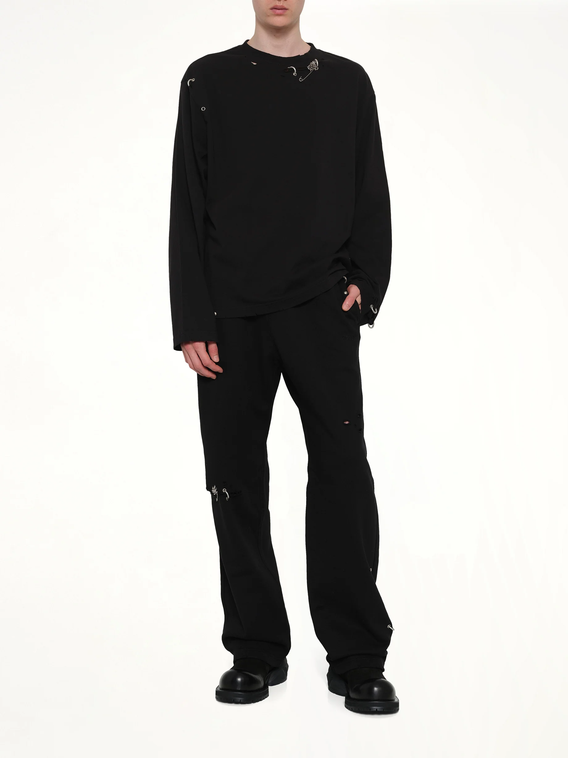 Piercing Detail Sweatpants in Black - Image 4