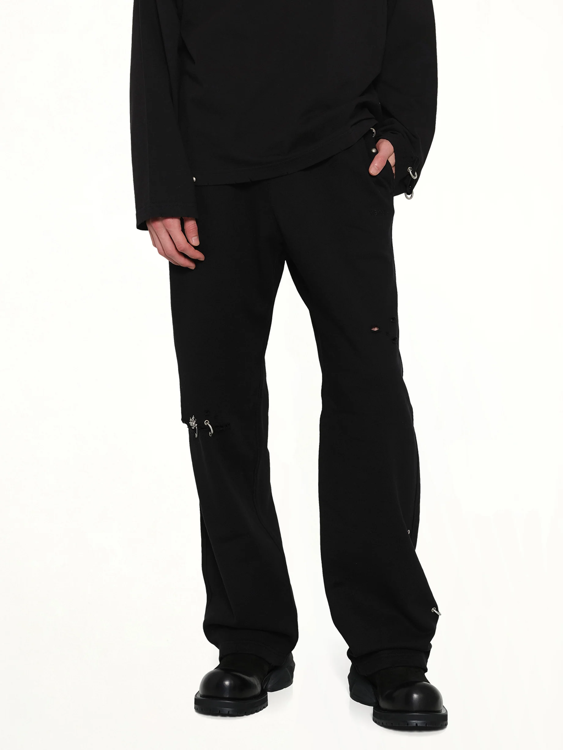 Piercing Detail Sweatpants in Black - Image 6