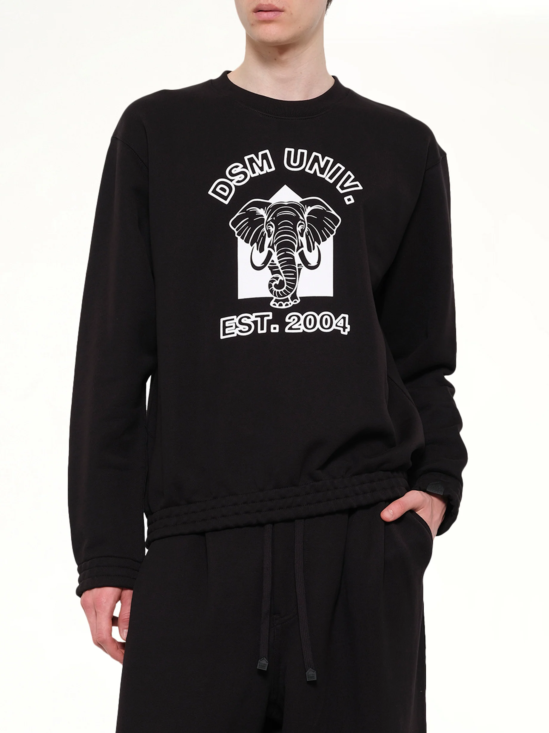 Pile Knit Cotton Sweatshirt in Black - Image 6