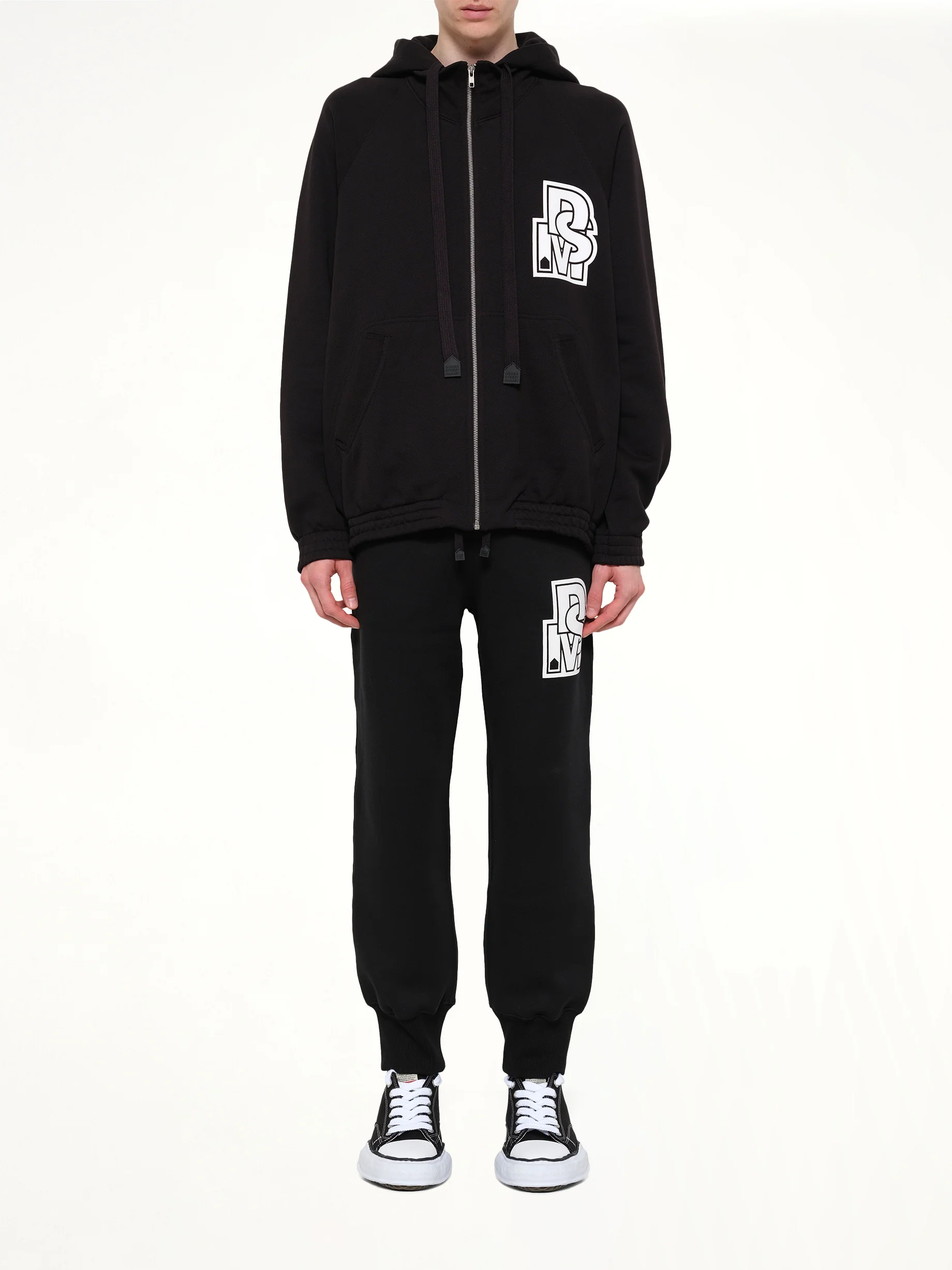 Pile Knit Zipped Hoodie in Black - Image 7