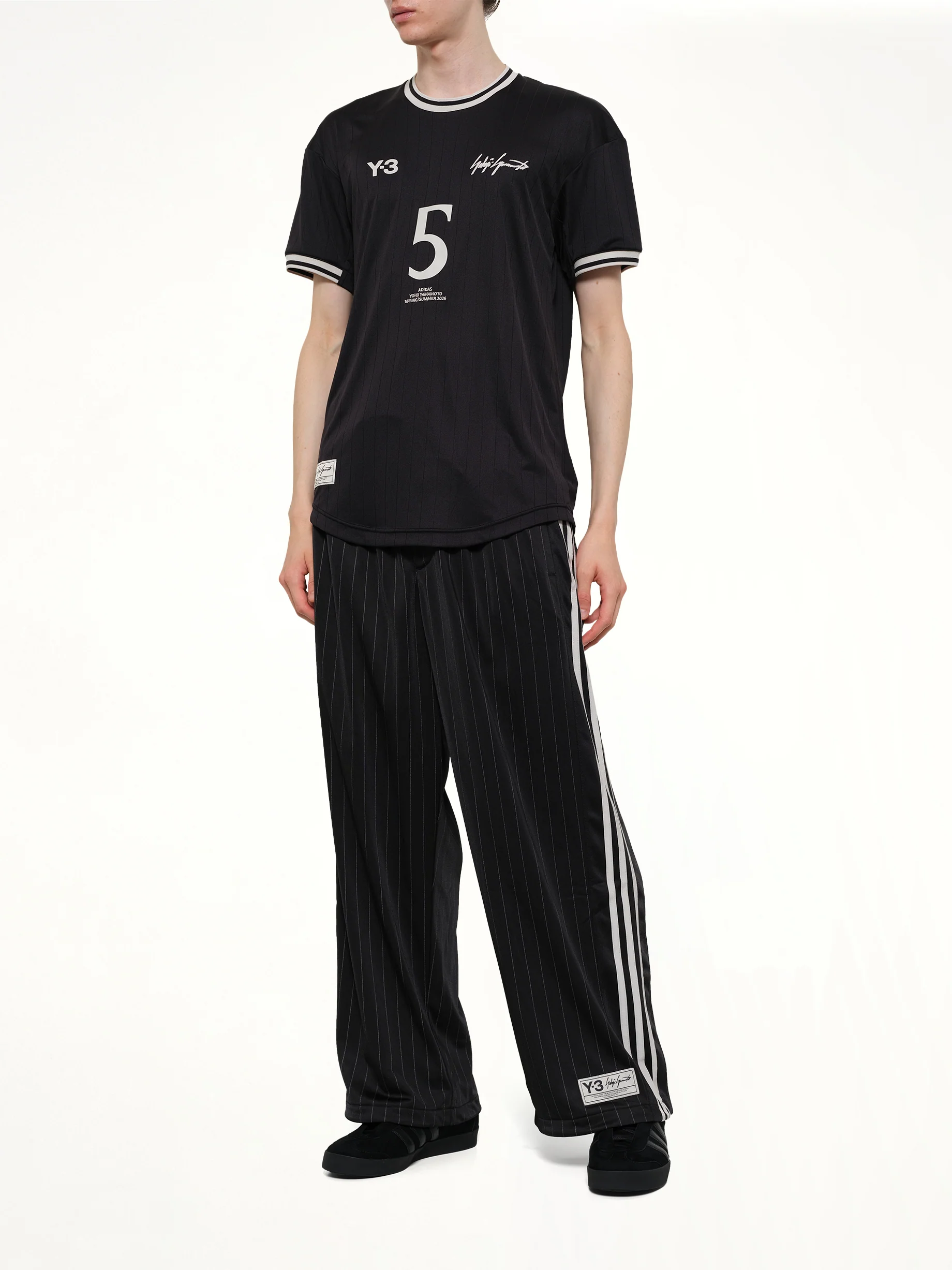 Pinstripe Track Pants in Black - Image 4