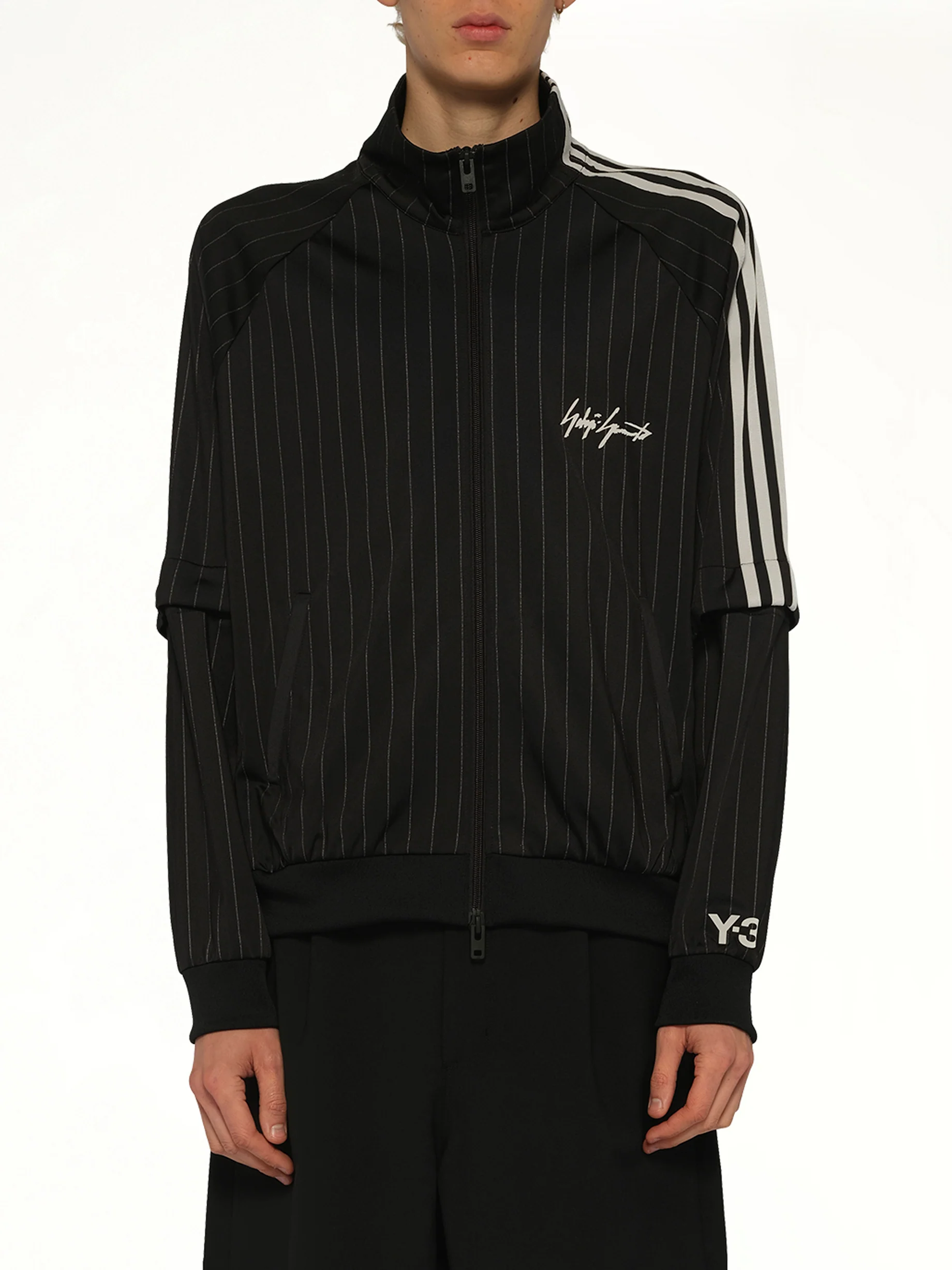 Pinstripe Track Top in Black