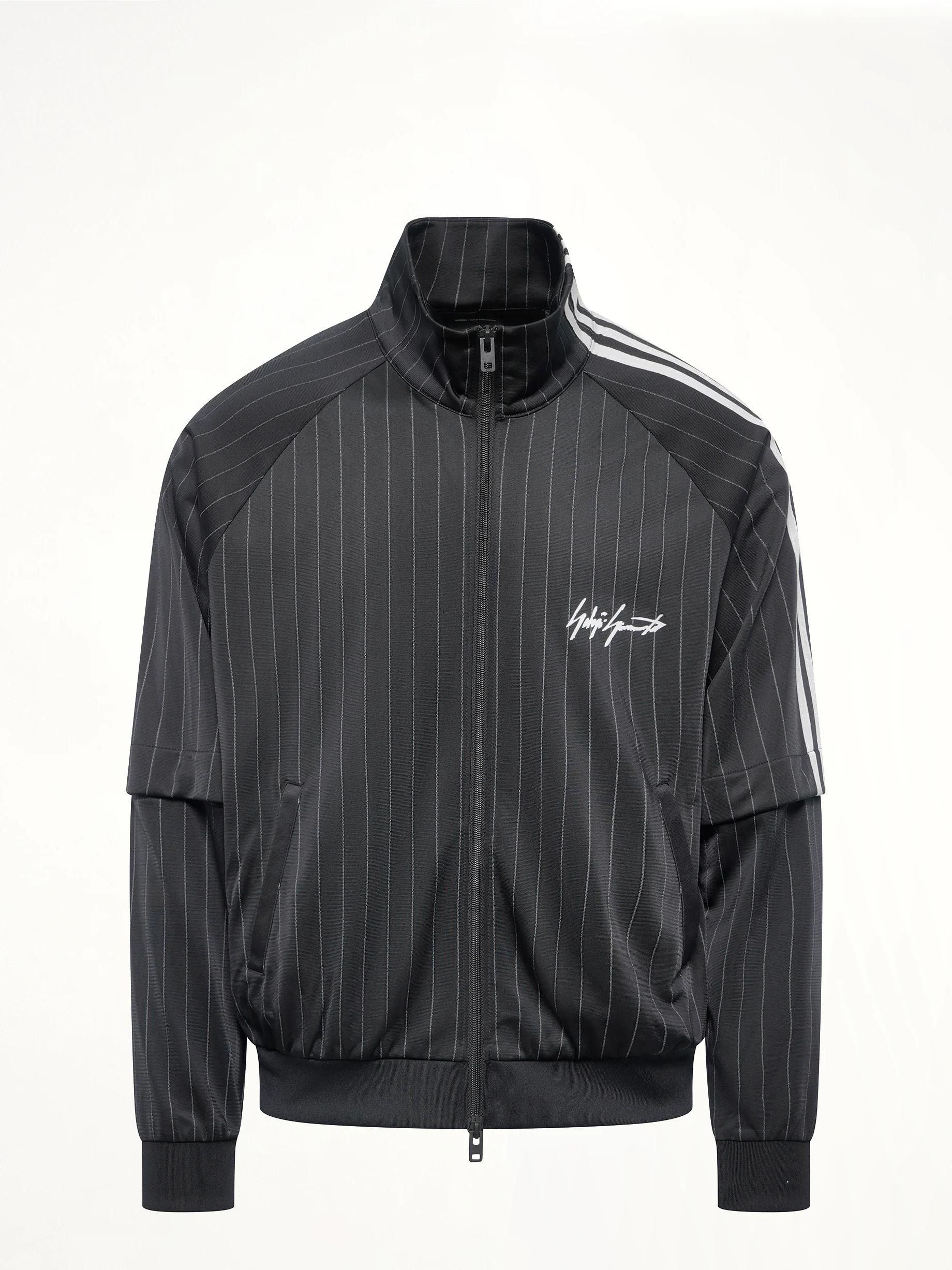 Pinstripe Track Top in Black - Image 2