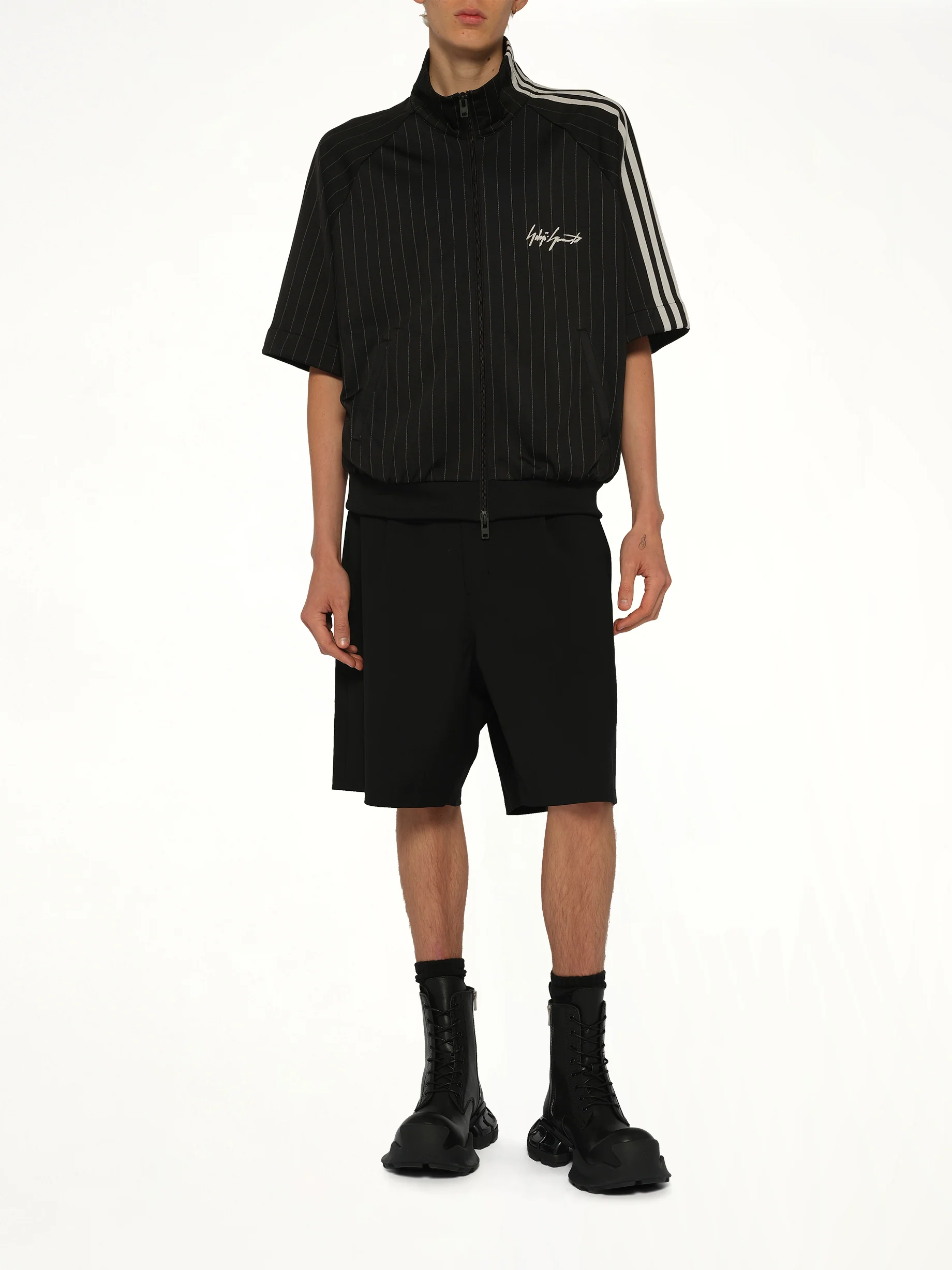 Pinstripe Track Top in Black - Image 4