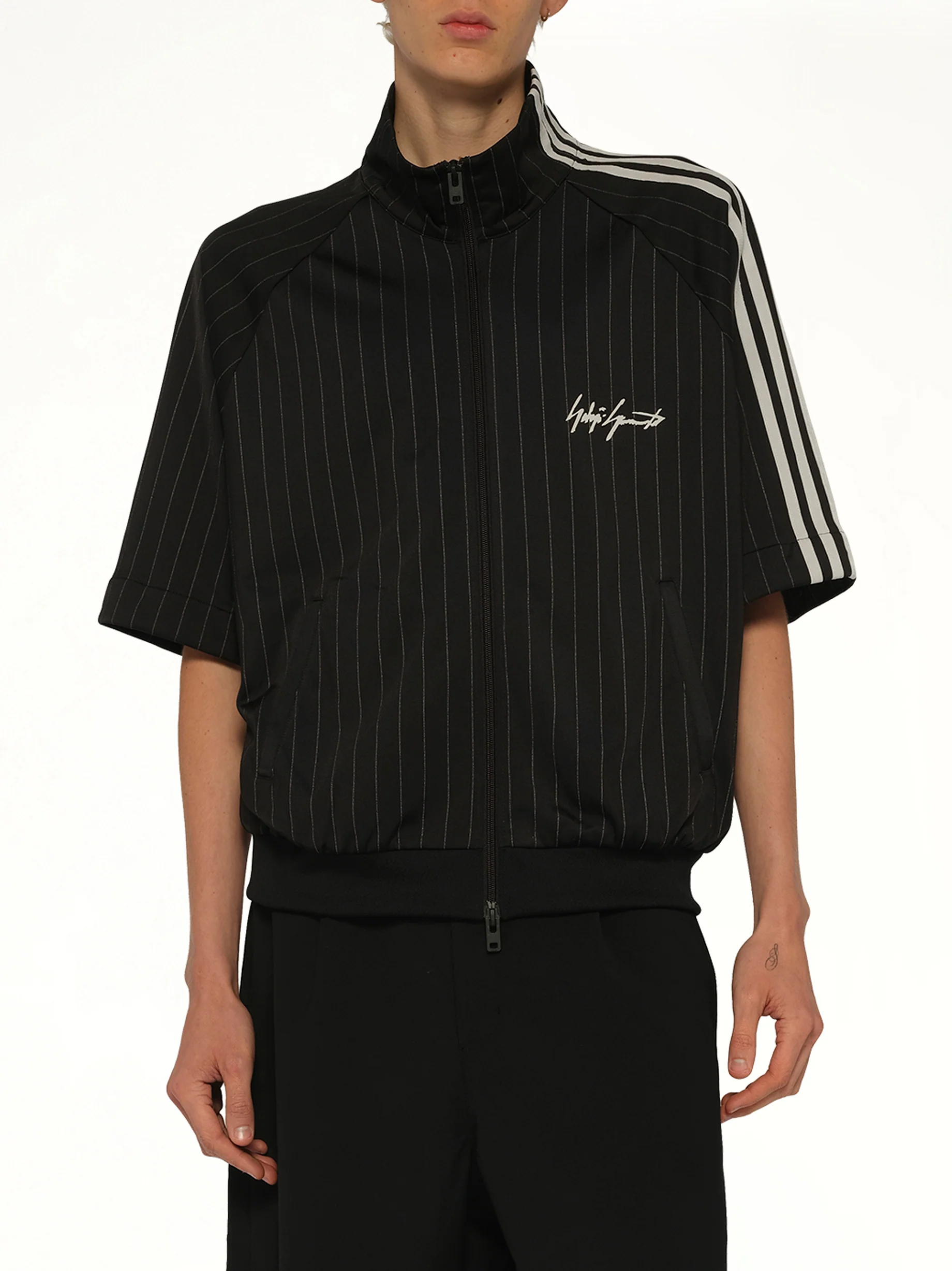 Pinstripe Track Top in Black - Image 6