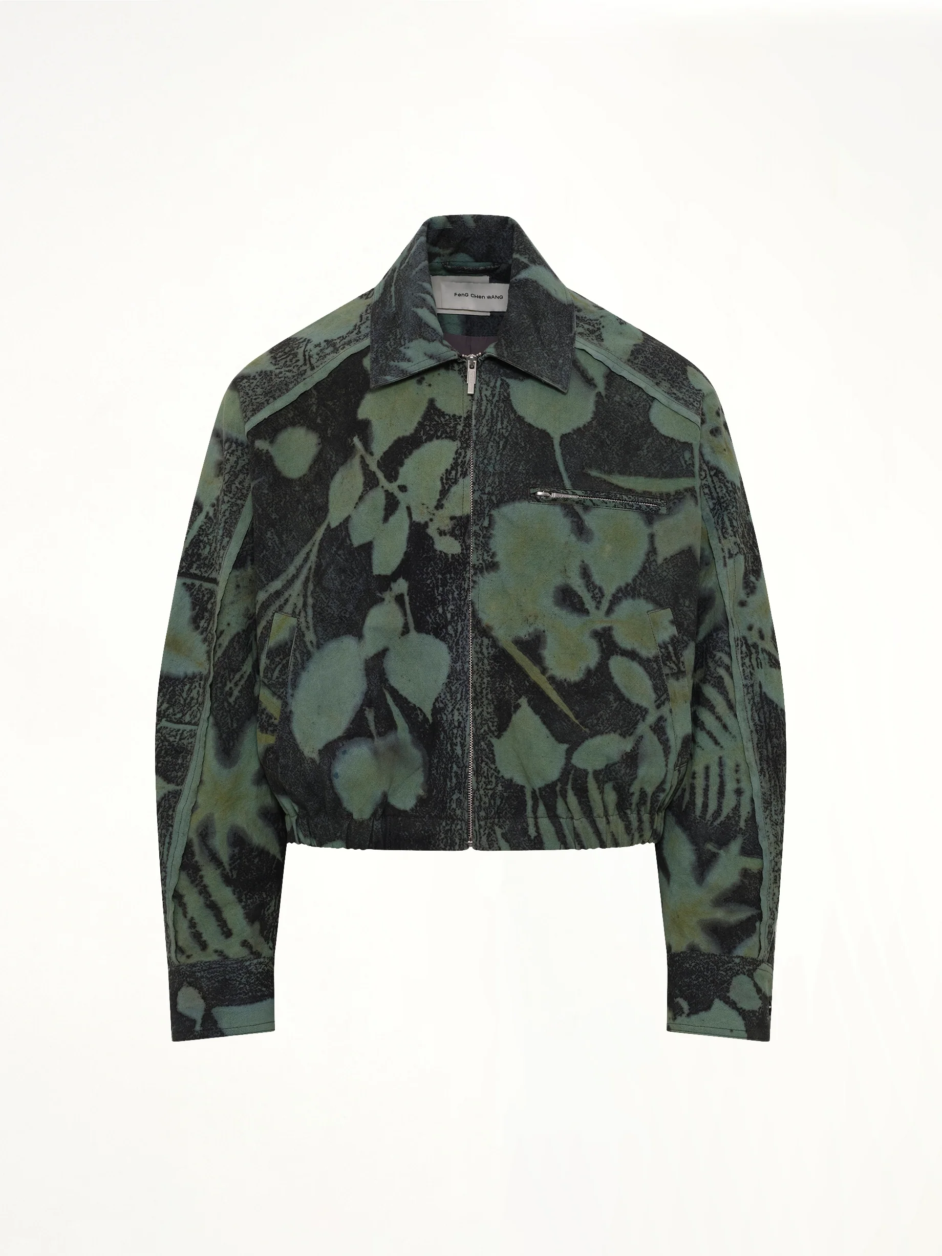 Plants Dye Cropped Jacket in Indigo Green - Image 2