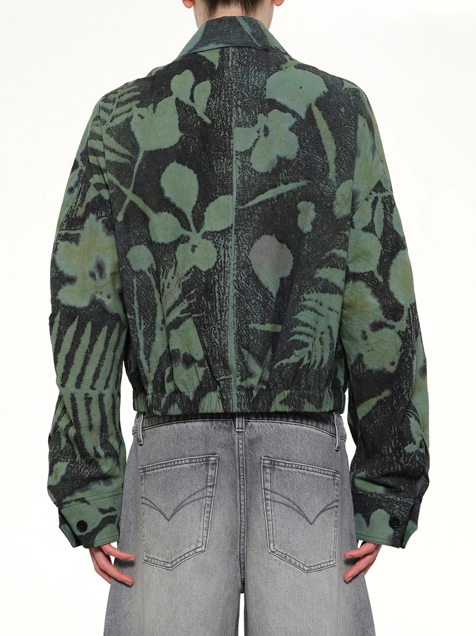 Plants Dye Cropped Jacket in Indigo Green - Image 5