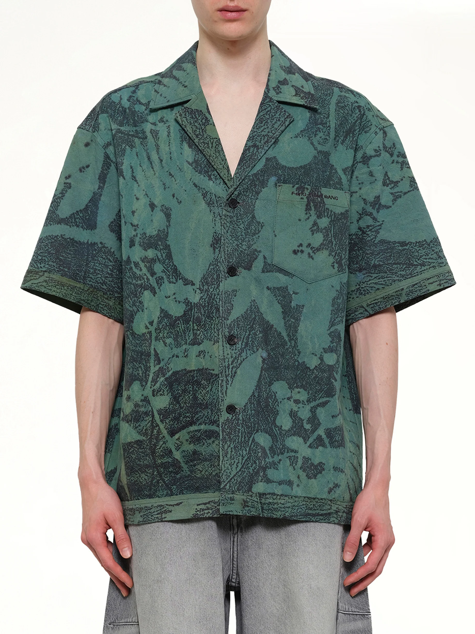 Plants Dye Shirt in Indigo Green