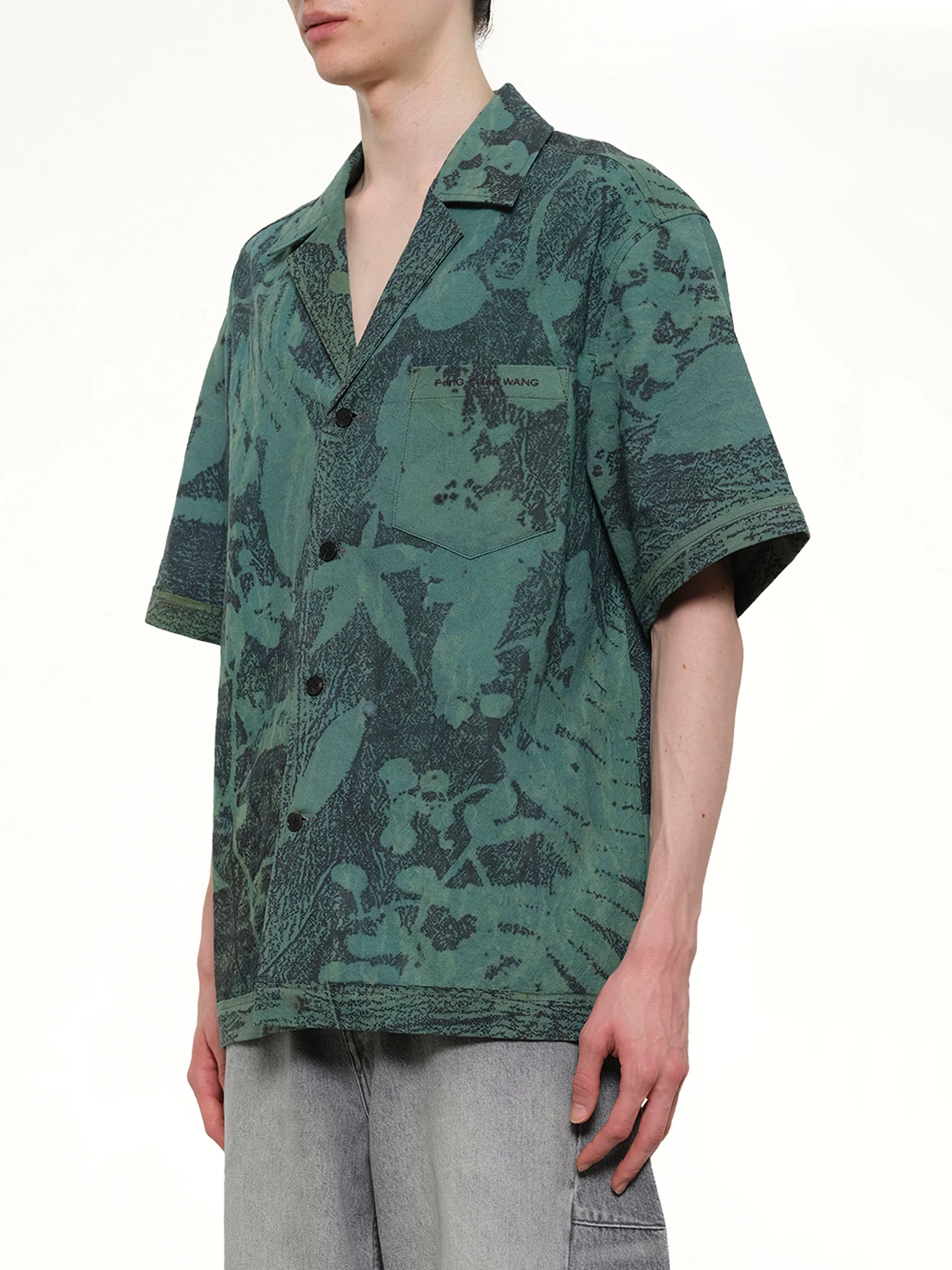 Plants Dye Shirt in Indigo Green - Image 3