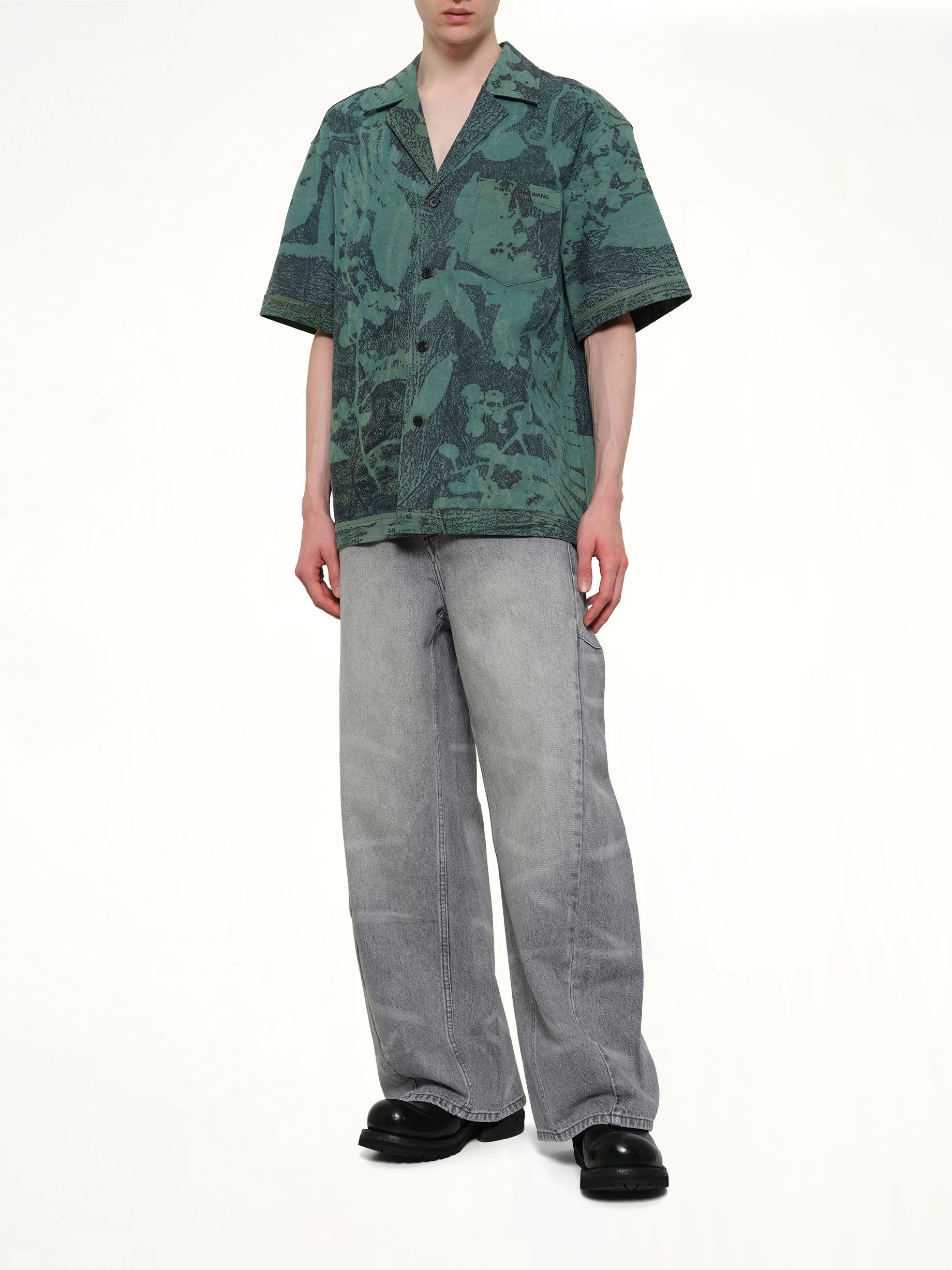 Plants Dye Shirt in Indigo Green - Image 4