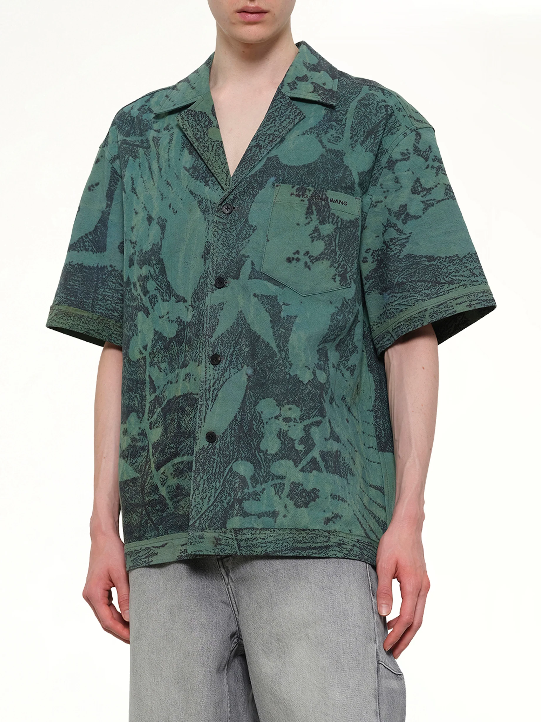 Plants Dye Shirt in Indigo Green - Image 6