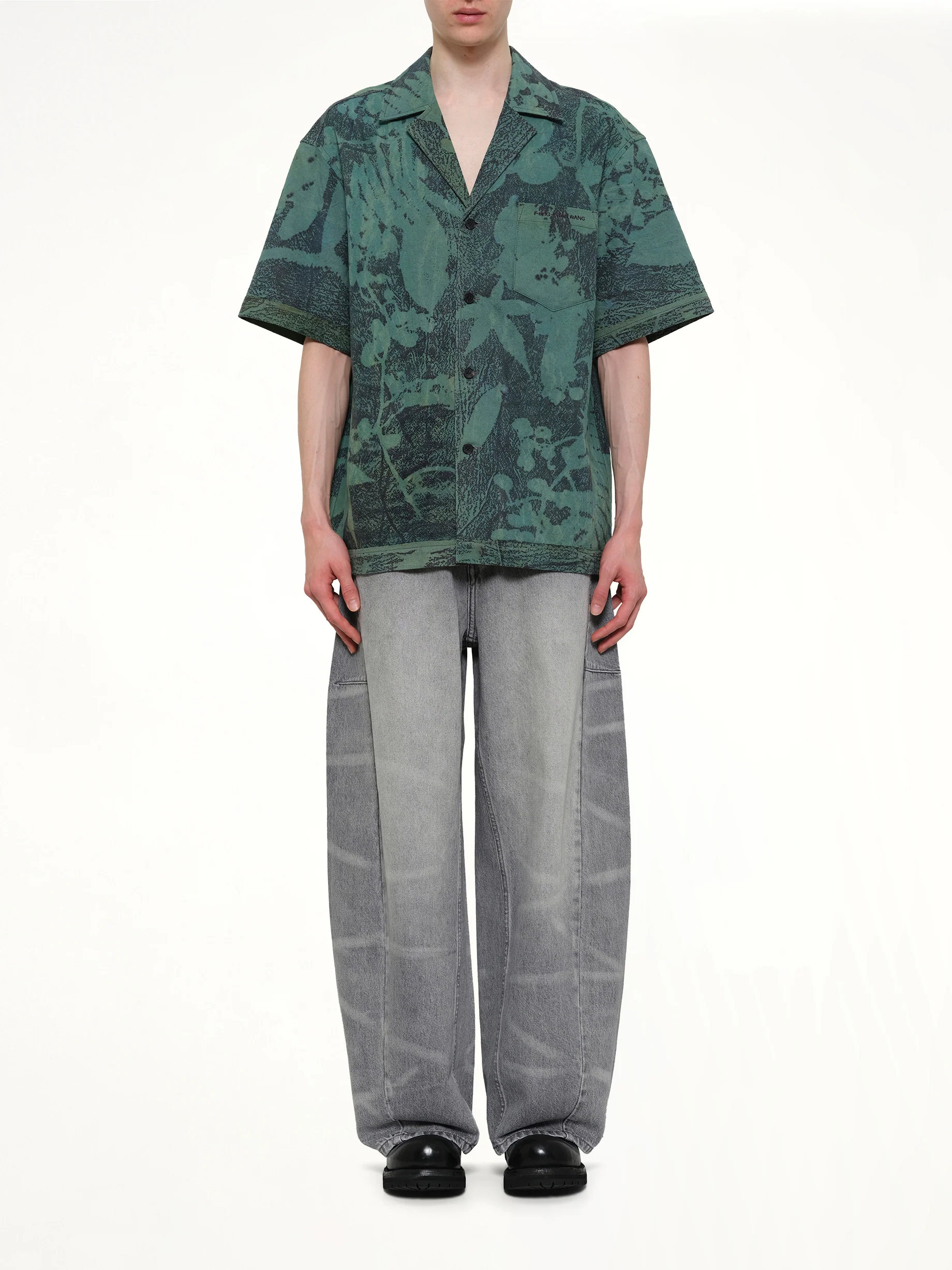 Plants Dye Shirt in Indigo Green - Image 7