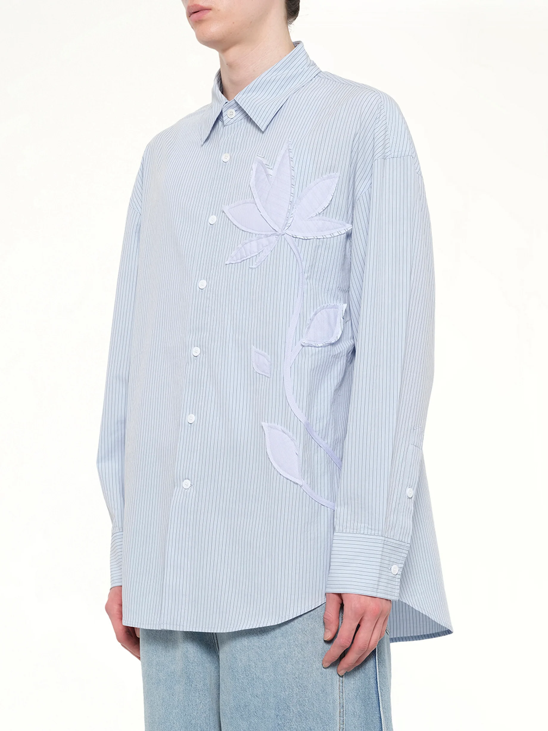 Plants Patched Shirt in Blue Stripe - Image 3