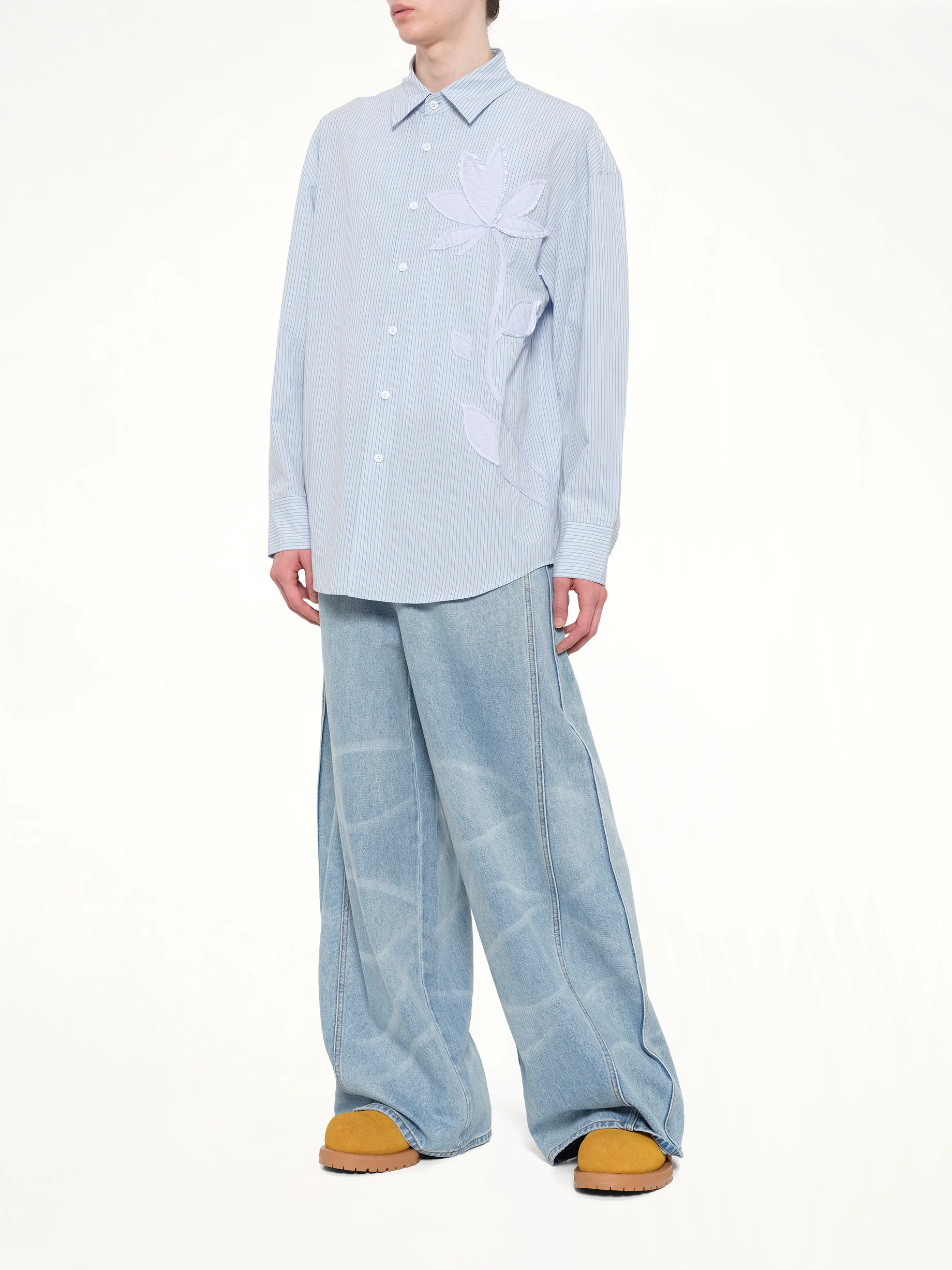 Plants Patched Shirt in Blue Stripe - Image 4