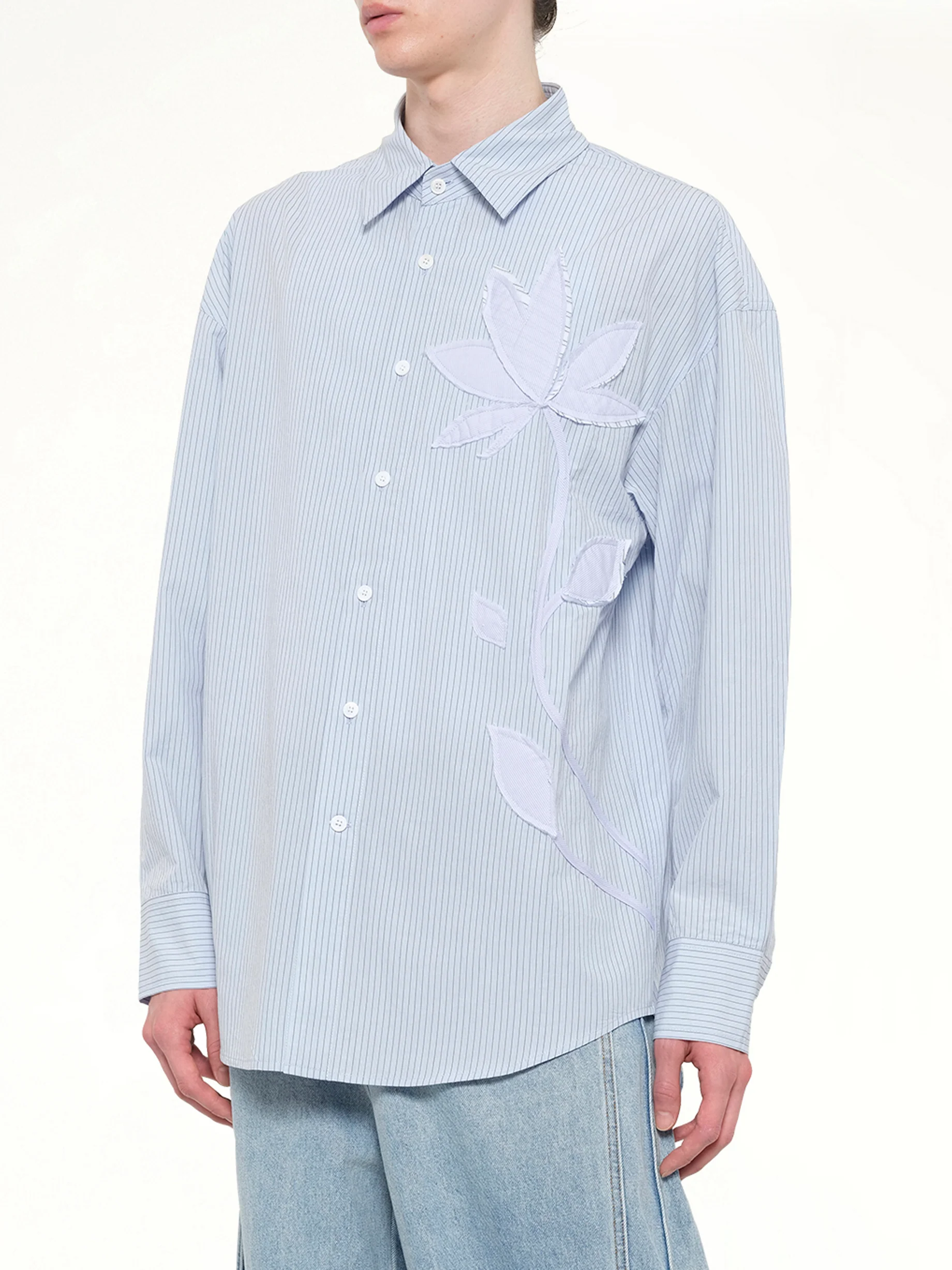 Plants Patched Shirt in Blue Stripe - Image 6