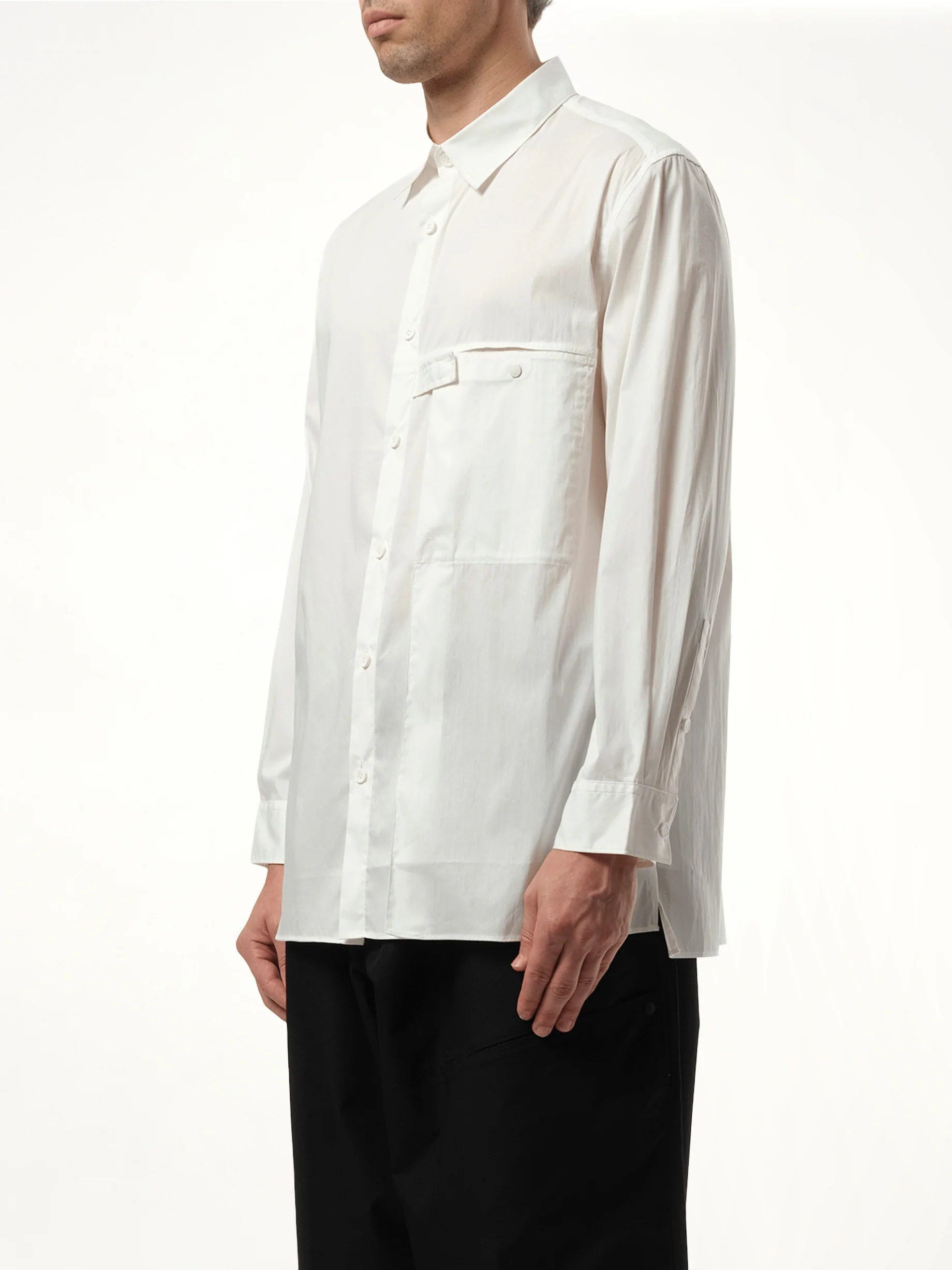 Pleat Pocket Shirt in White - Image 5
