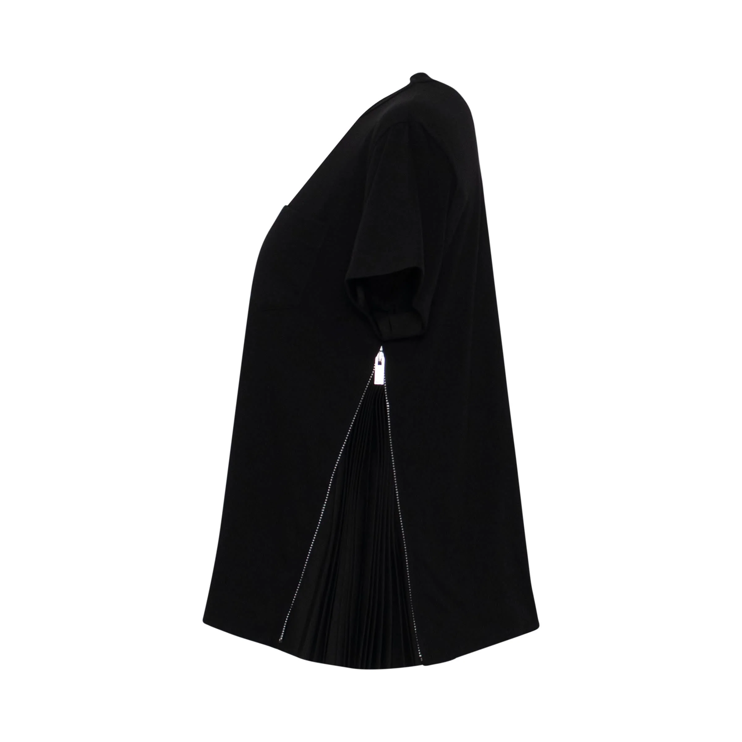 Classic Pleated Side T-Shirt in Black - Image 3