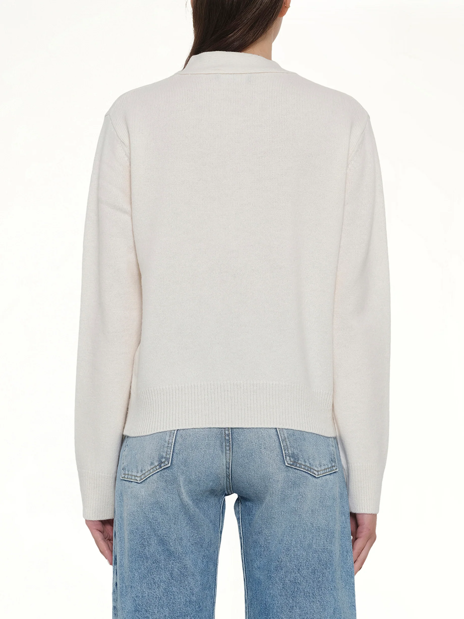 Pocket Logo Knit Cardigan in Ivory - Image 5