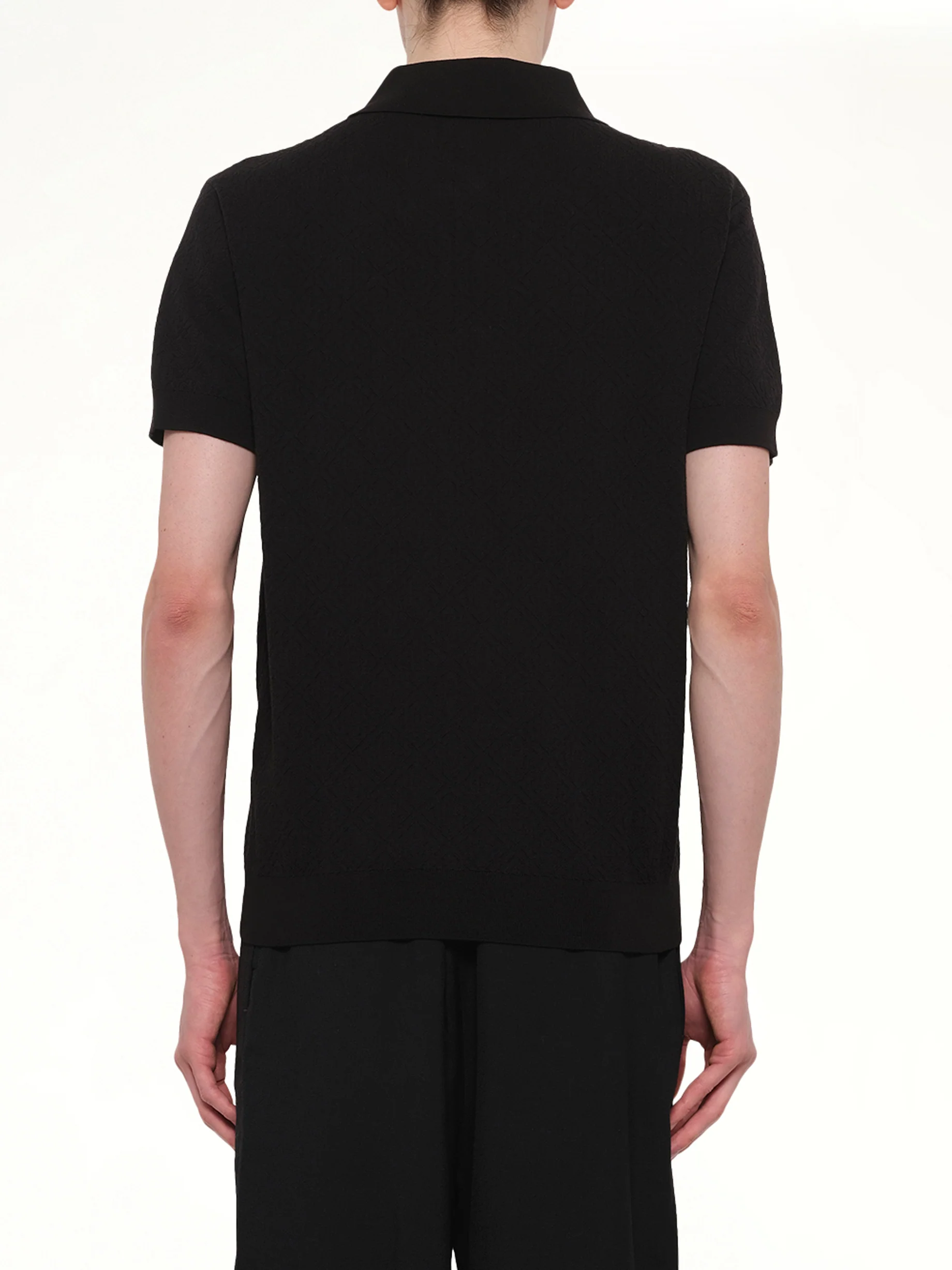 Pointelle Monogram Polo in Black - Image 5